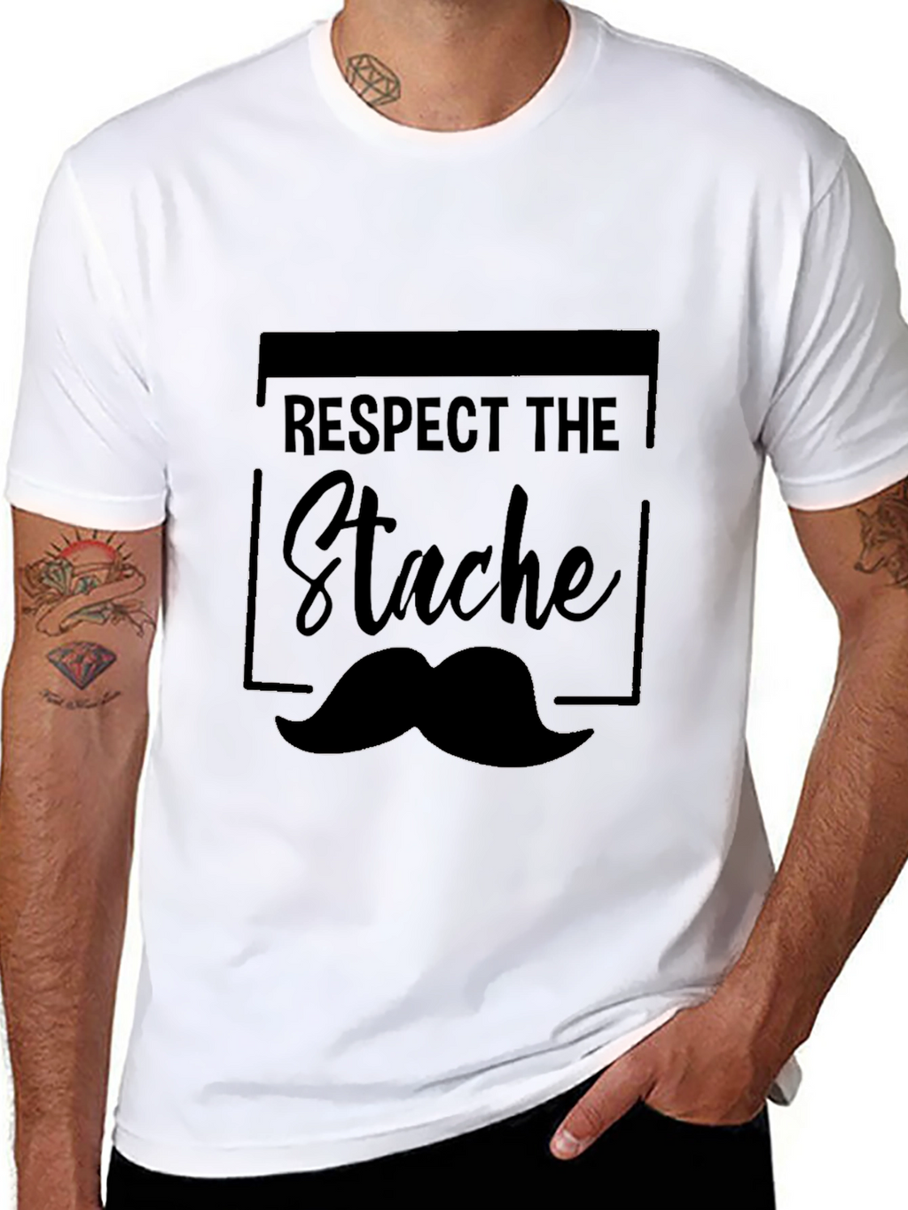 Respect the Stache T-Shirt - Mustache Graphic Tee