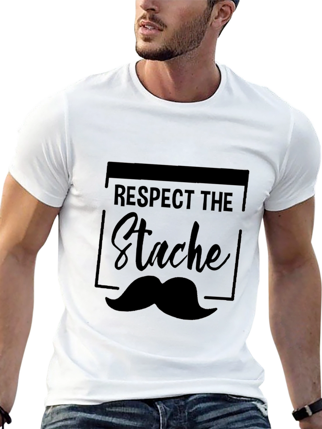 Respect the Stache T-Shirt - Mustache Graphic Tee