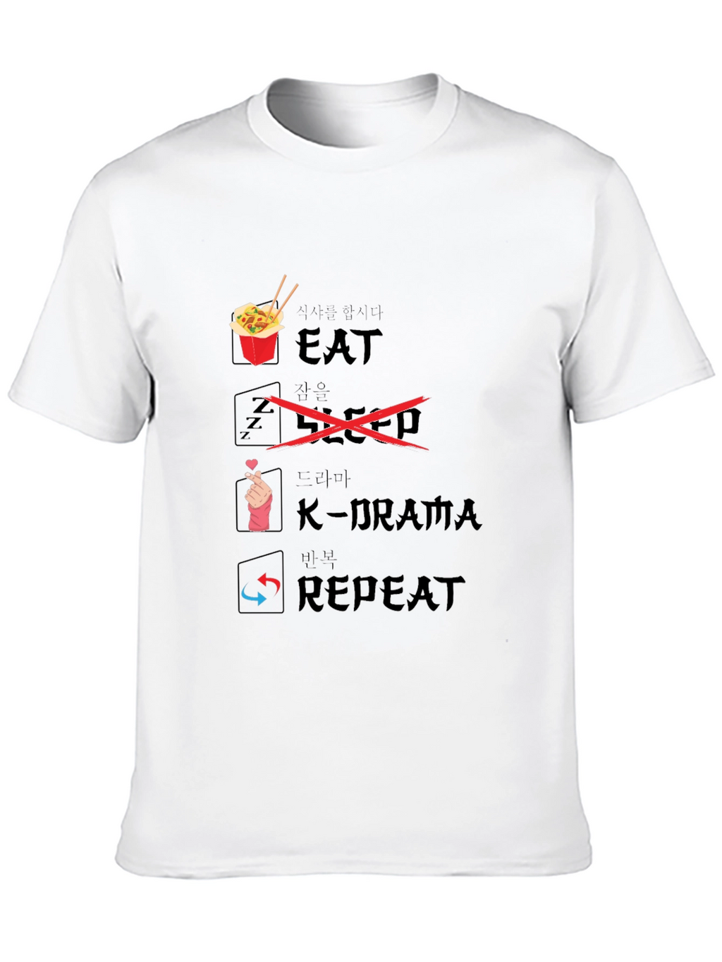 Eat K-Drama Repeat Black T-Shirt