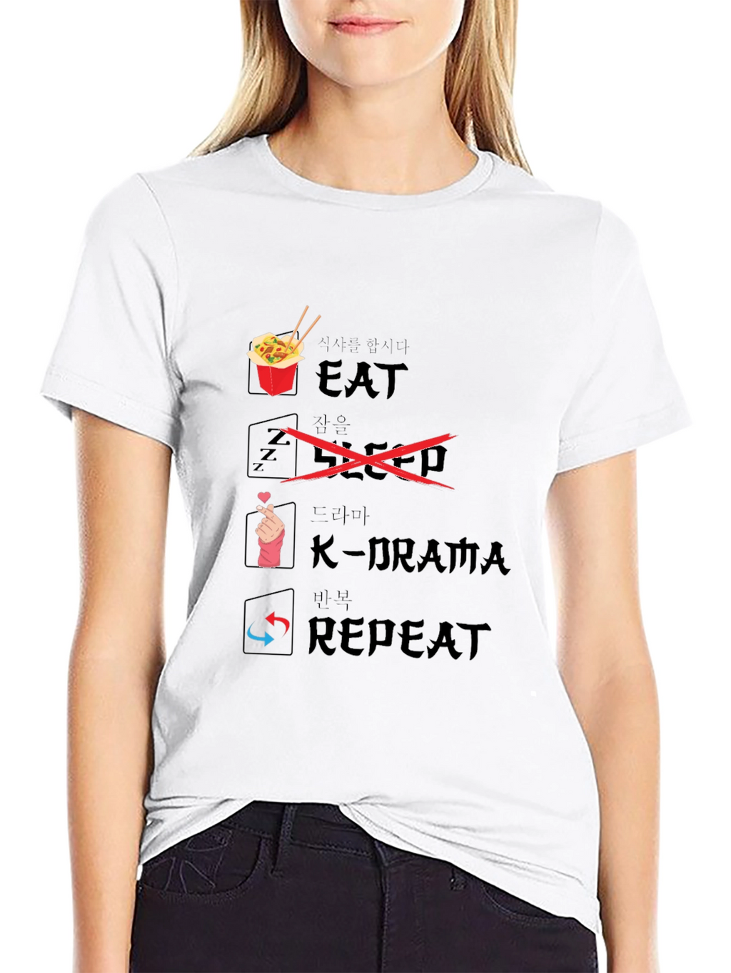 Eat K-Drama Repeat Black T-Shirt