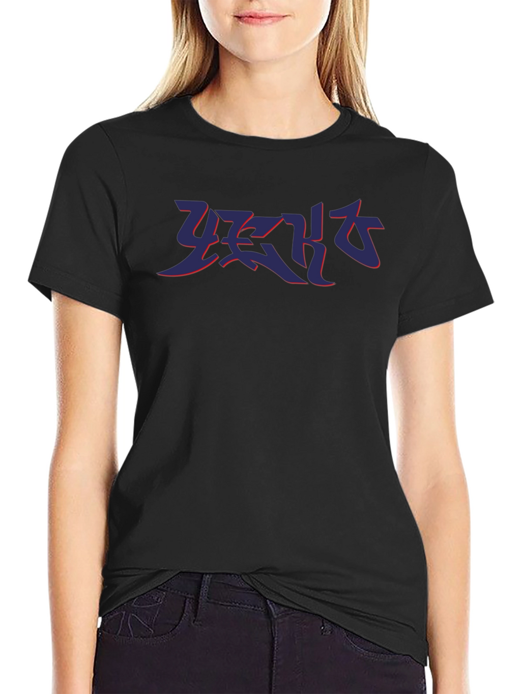 Black T-Shirt with Abstract Graphic Print