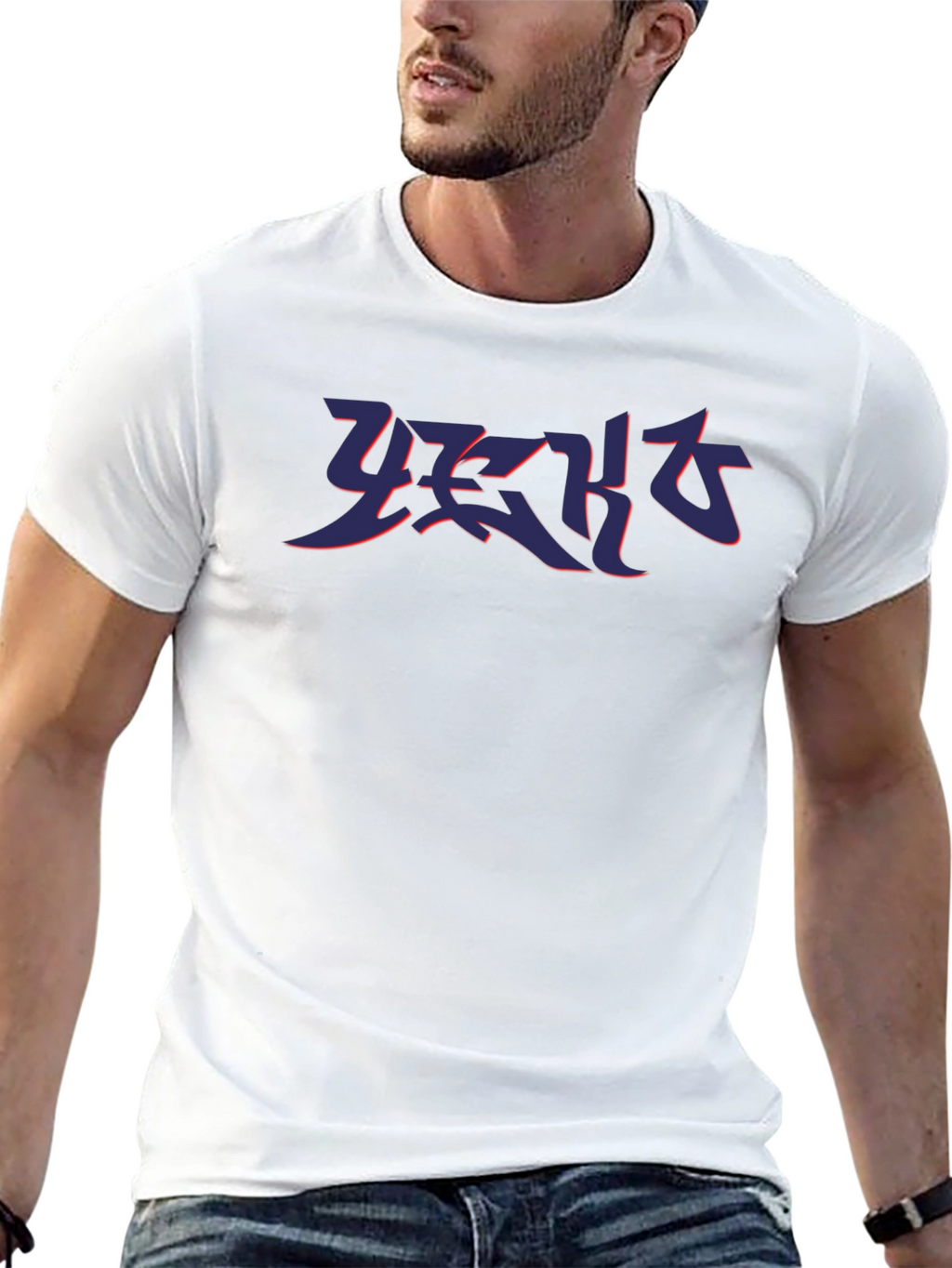 Black T-Shirt with Abstract Graphic Print