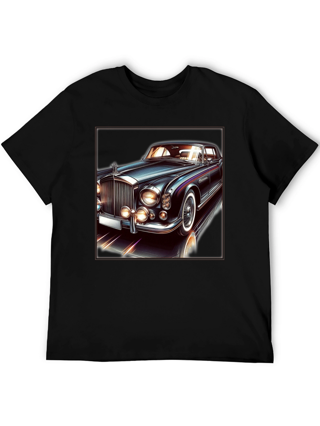 Classic Car Graphic Tee - Black Cotton T-Shirt