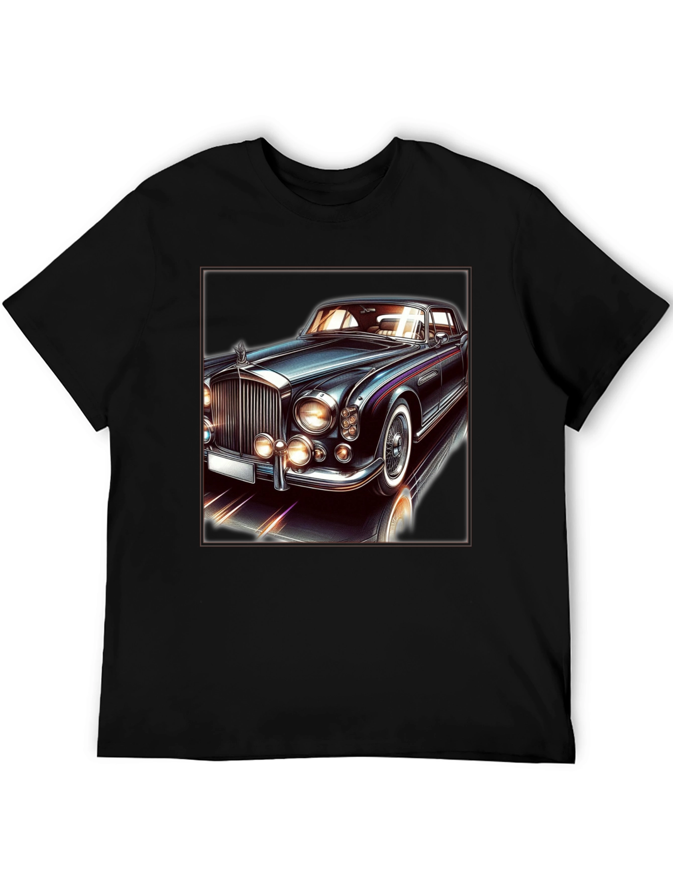 Classic Car Graphic Tee - Black Cotton T-Shirt