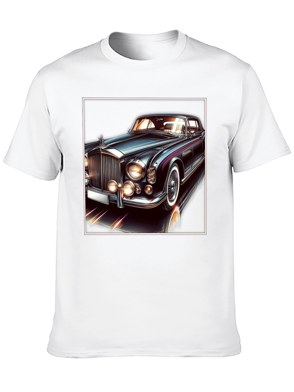 Classic Car Graphic Tee - Black Cotton T-Shirt
