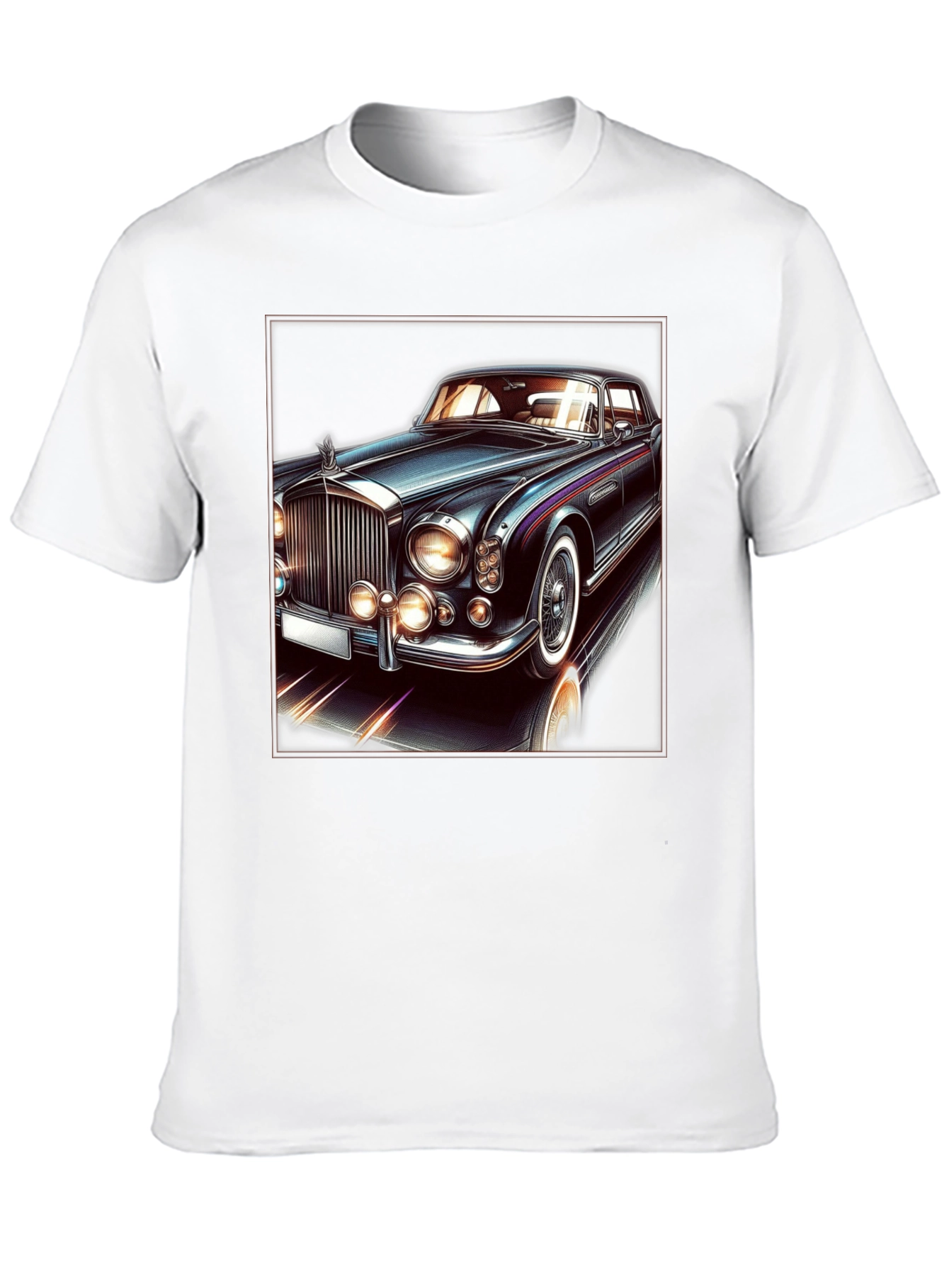 Classic Car Graphic Tee - Black Cotton T-Shirt