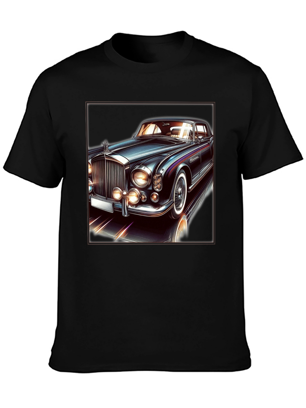 Classic Car Graphic Tee - Black Cotton T-Shirt