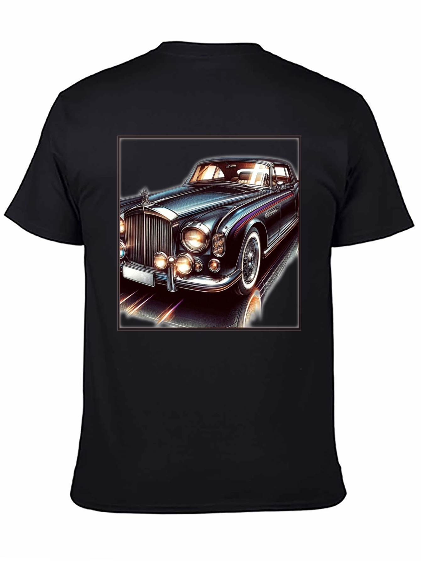 Classic Car Graphic Tee - Black Cotton T-Shirt