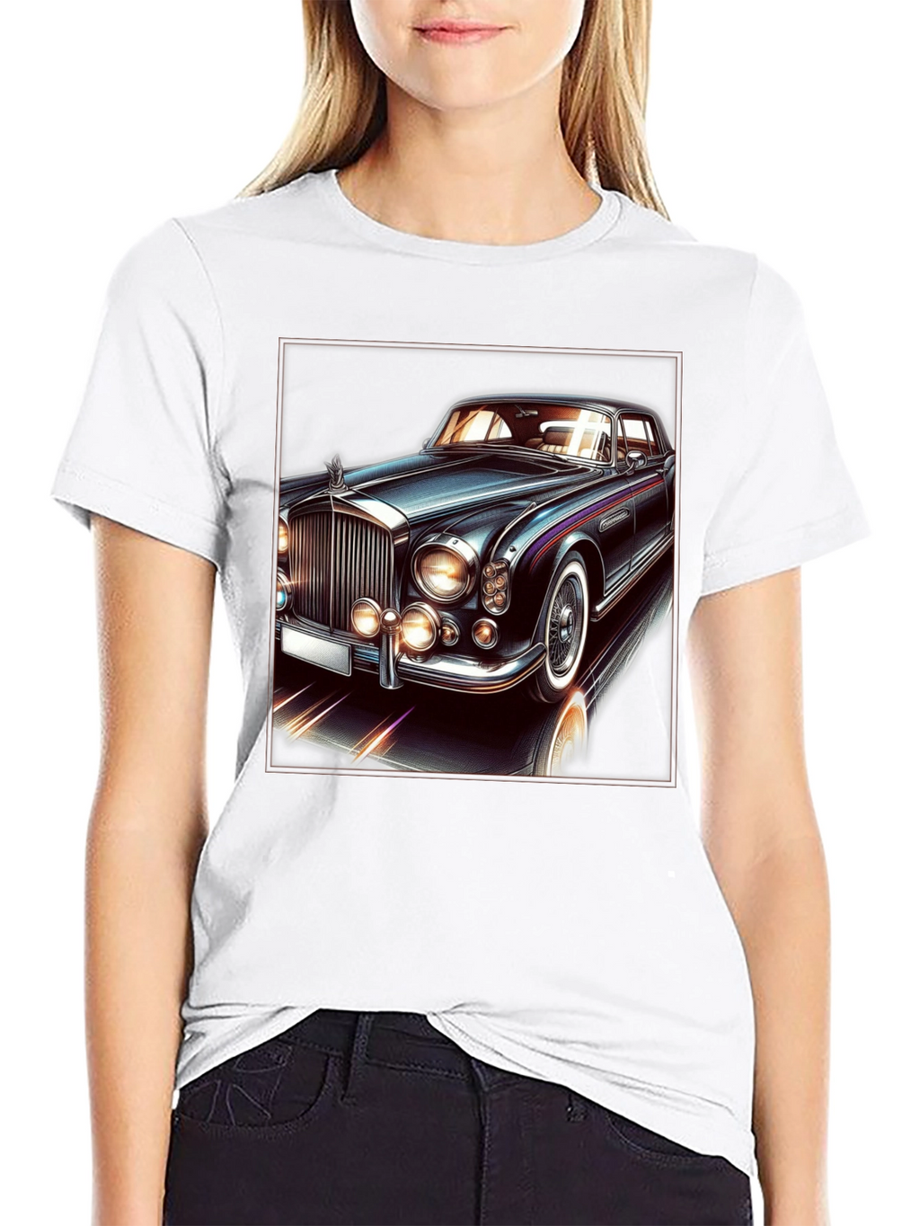 Classic Car Graphic Tee - Black Cotton T-Shirt