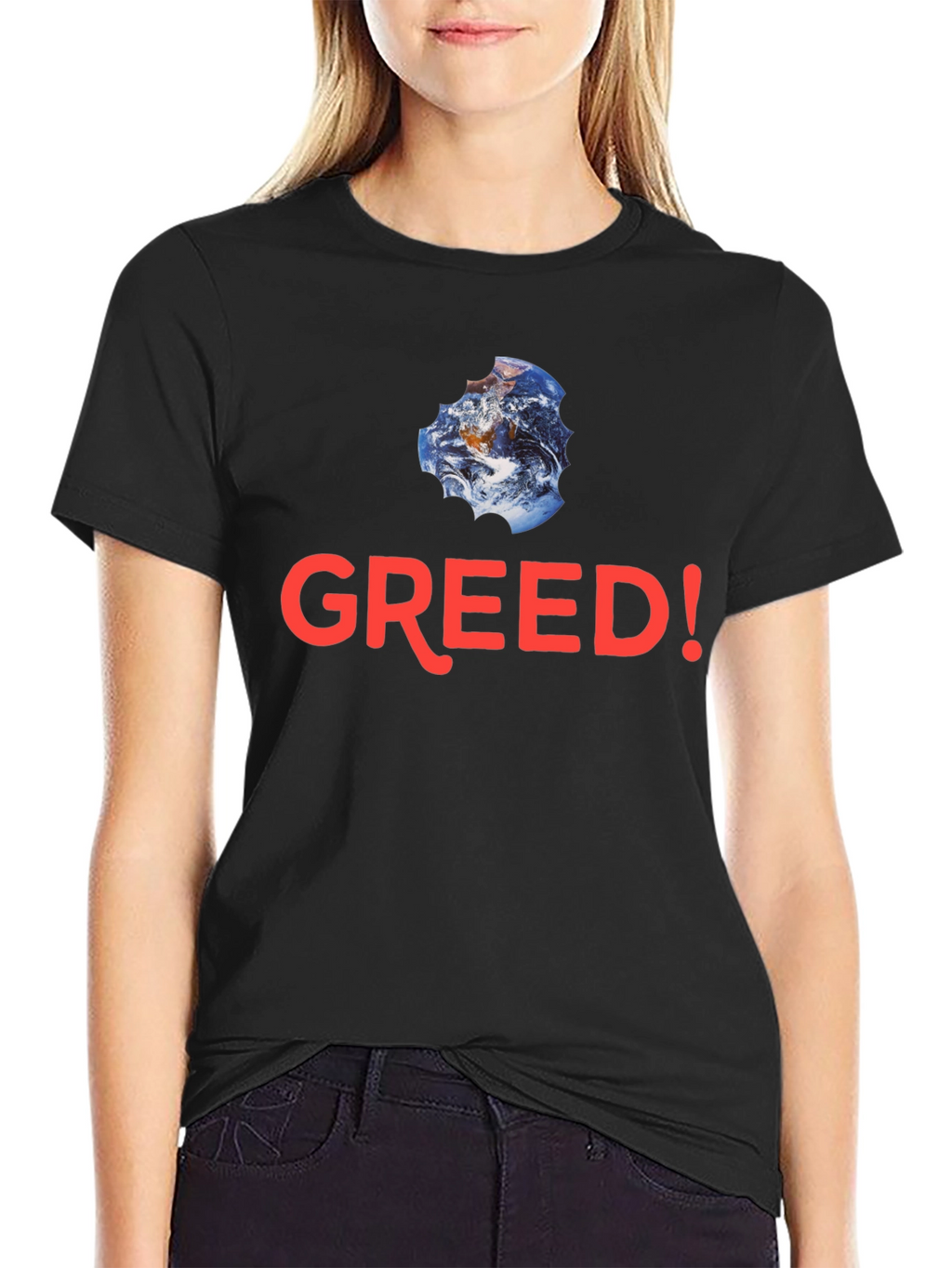 Greed! Earth Bite T-Shirt - Black Cotton
