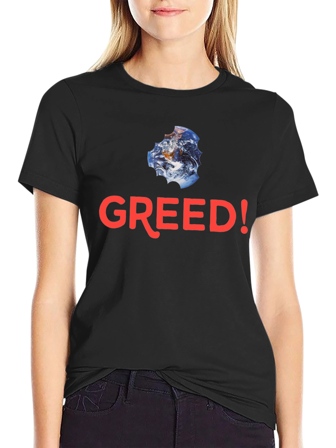 Greed! Earth Bite T-Shirt - Black Cotton