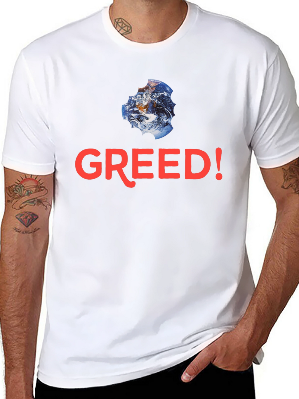 Greed! Earth Bite T-Shirt - Black Cotton