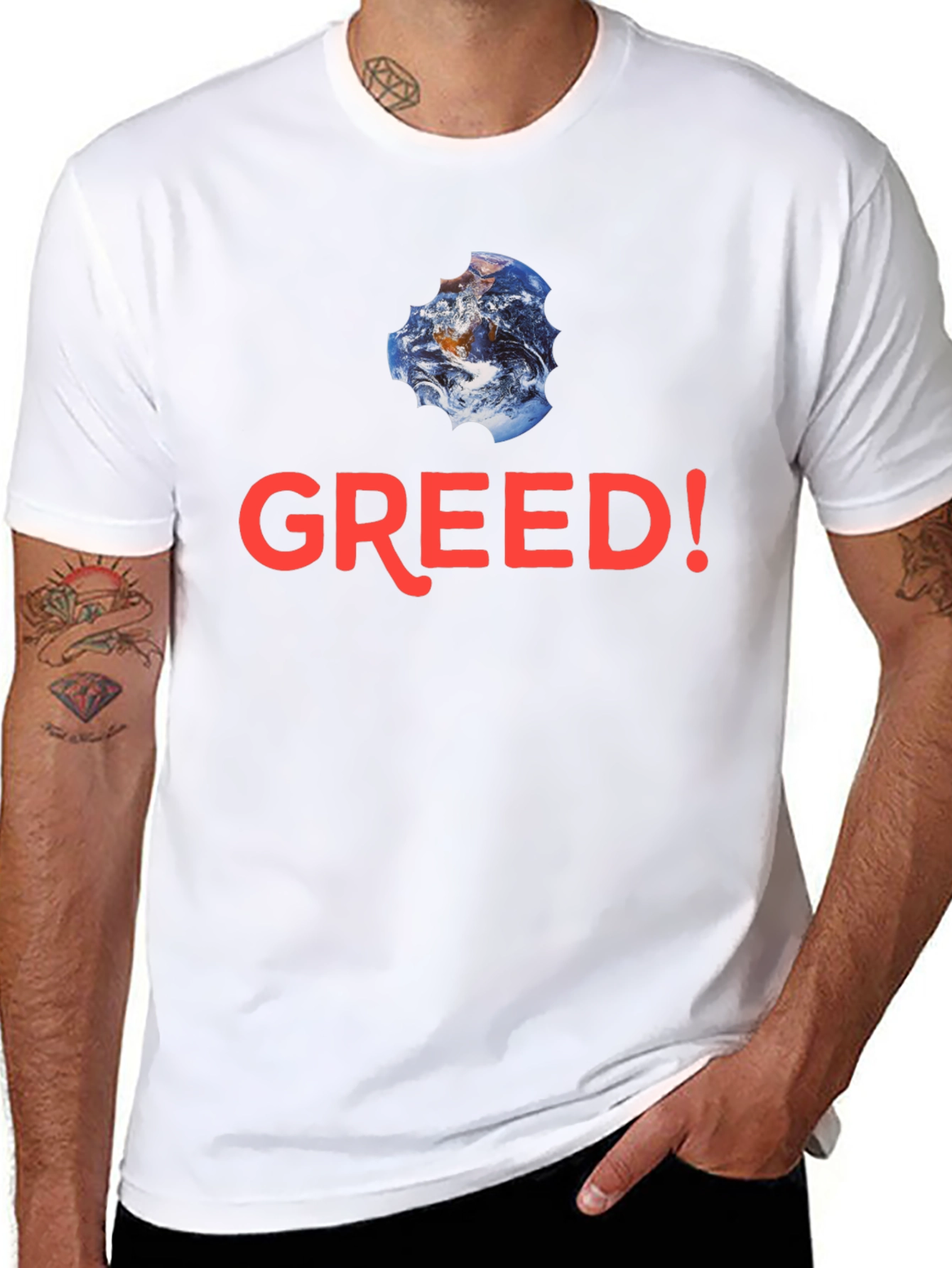 Greed! Earth Bite T-Shirt - Black Cotton