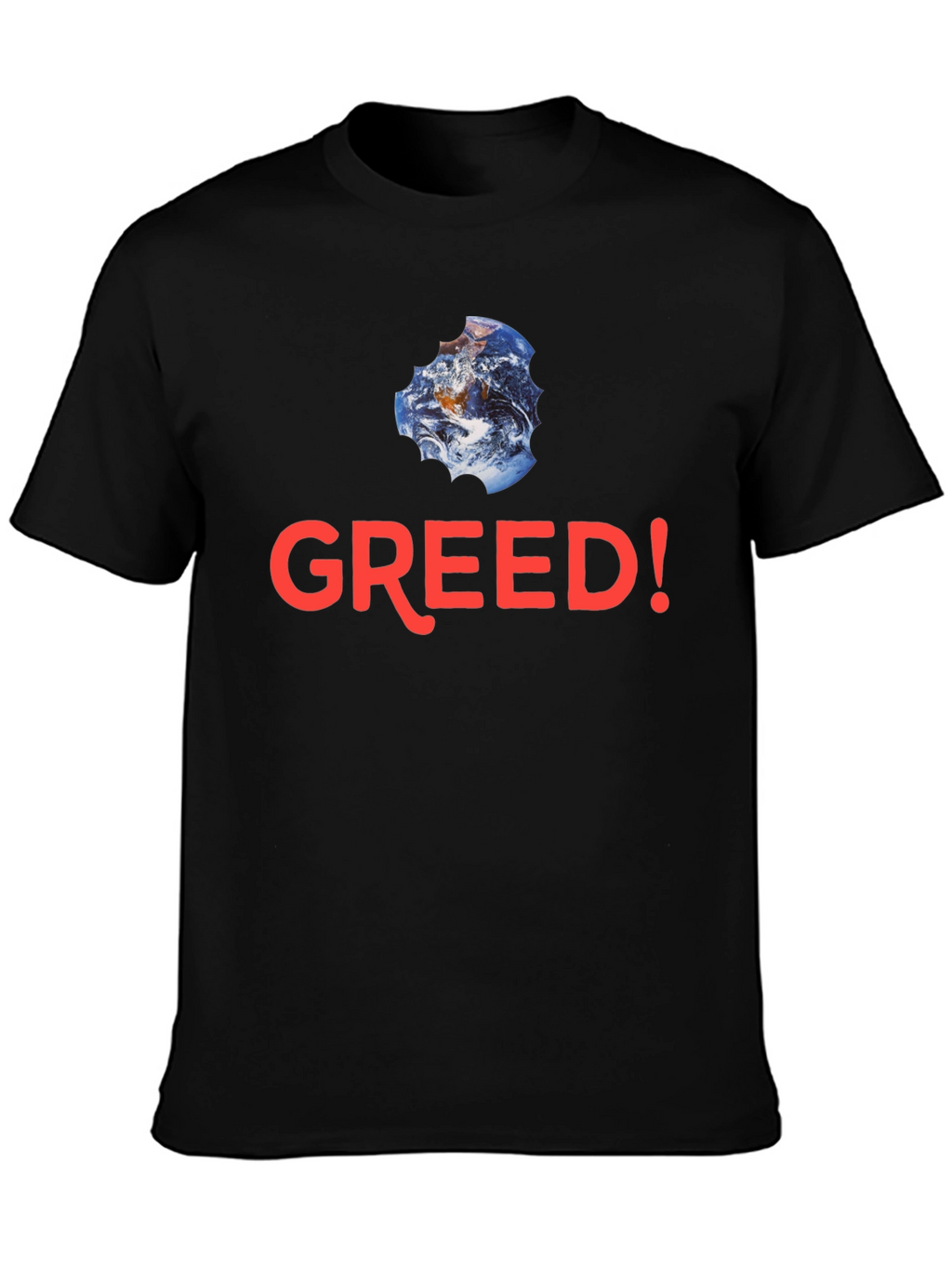 Greed! Earth Bite T-Shirt - Black Cotton