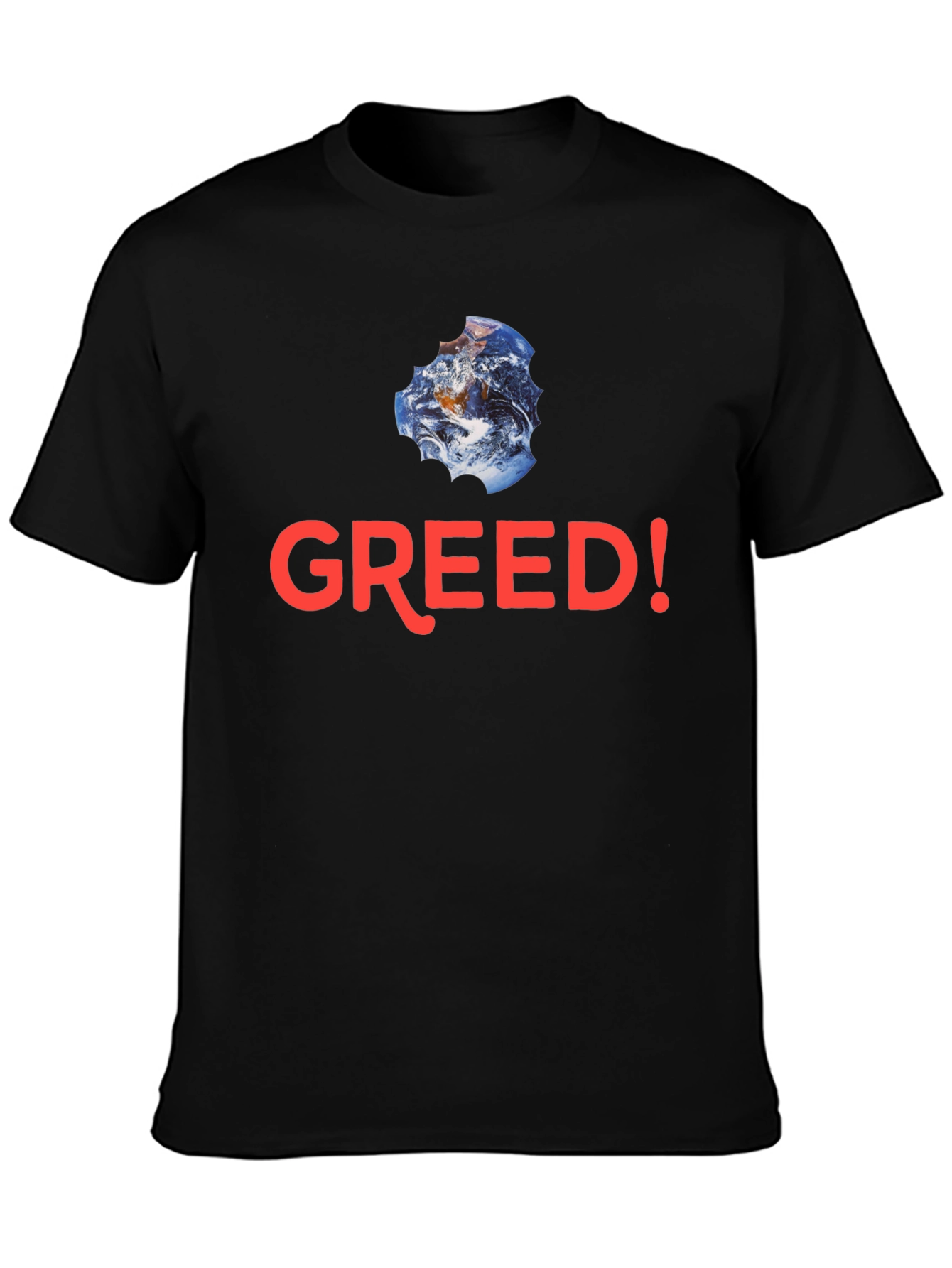 Greed! Earth Bite T-Shirt - Black Cotton