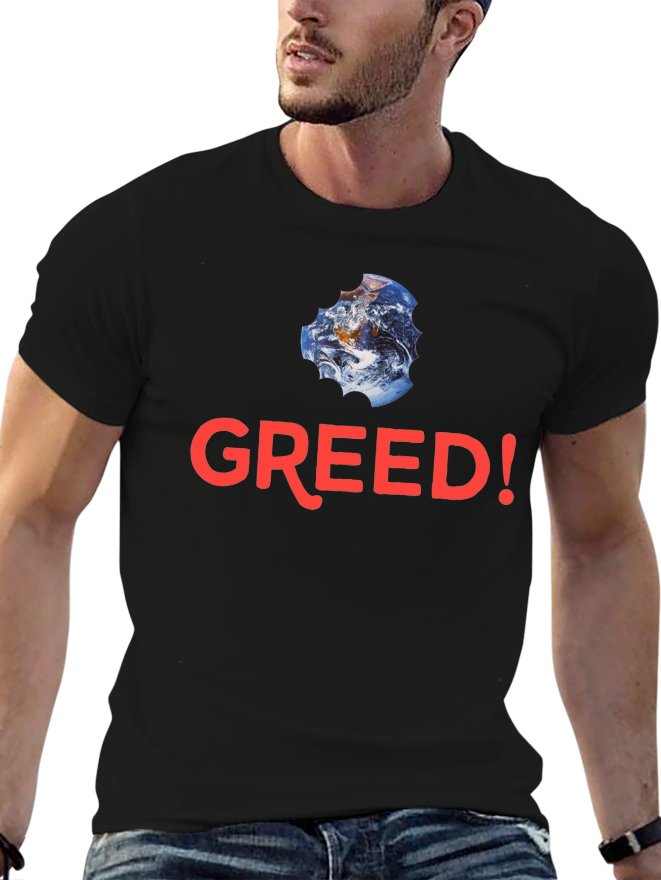 Greed! Earth Bite T-Shirt - Black Cotton