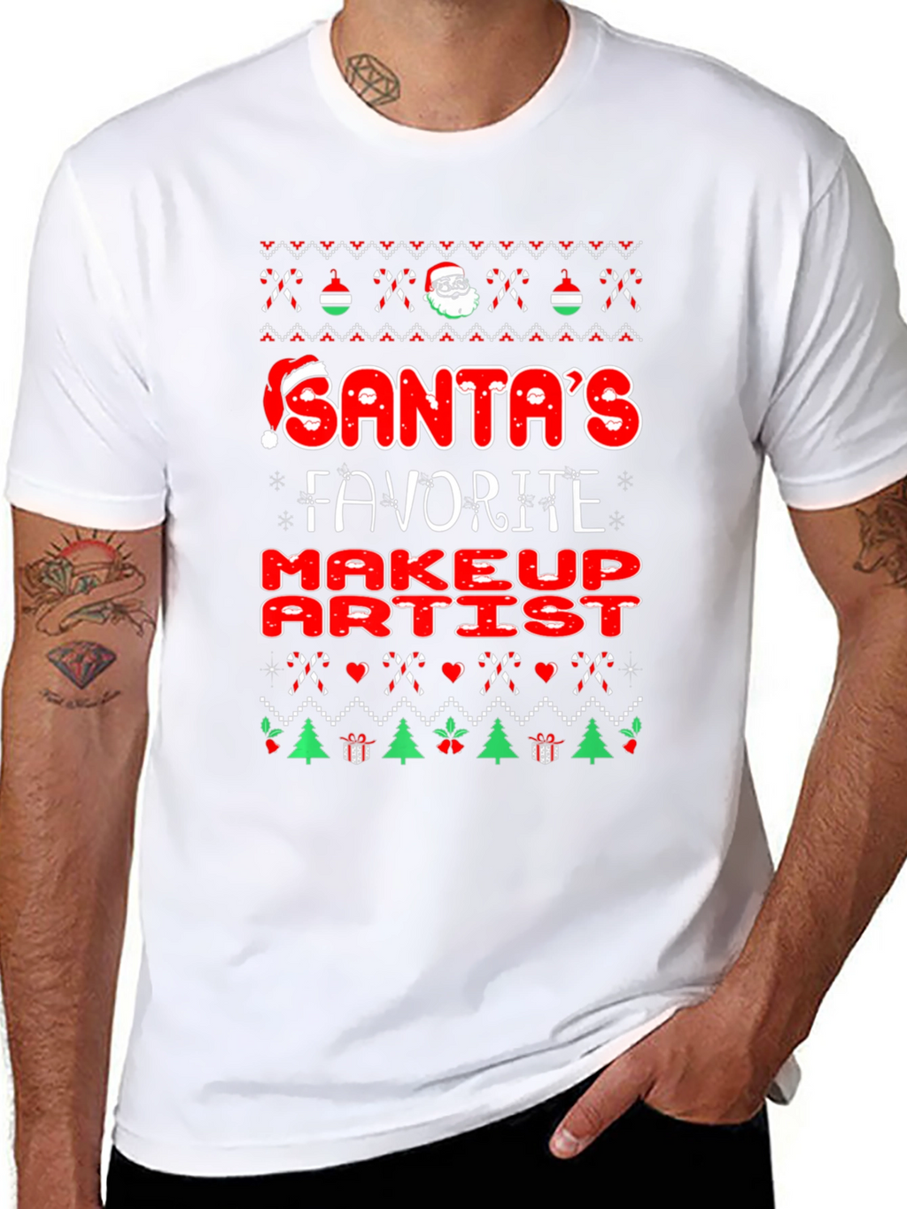 Santas Favorite Makeup Artist Christmas Graphic Tee