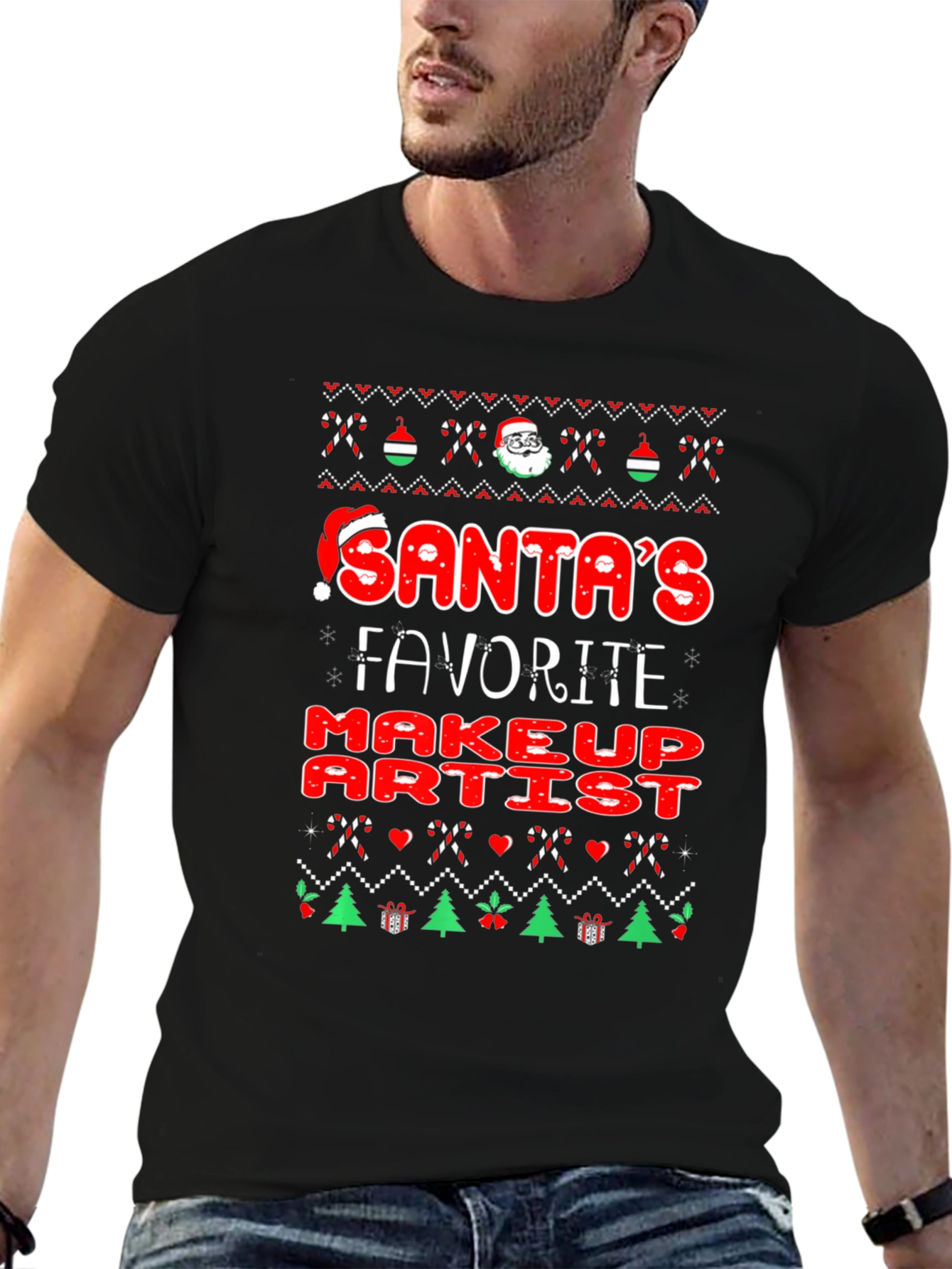 Santas Favorite Makeup Artist Christmas Graphic Tee