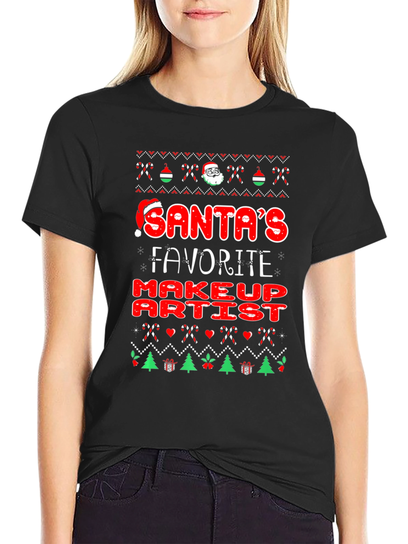 Santas Favorite Makeup Artist Christmas Graphic Tee