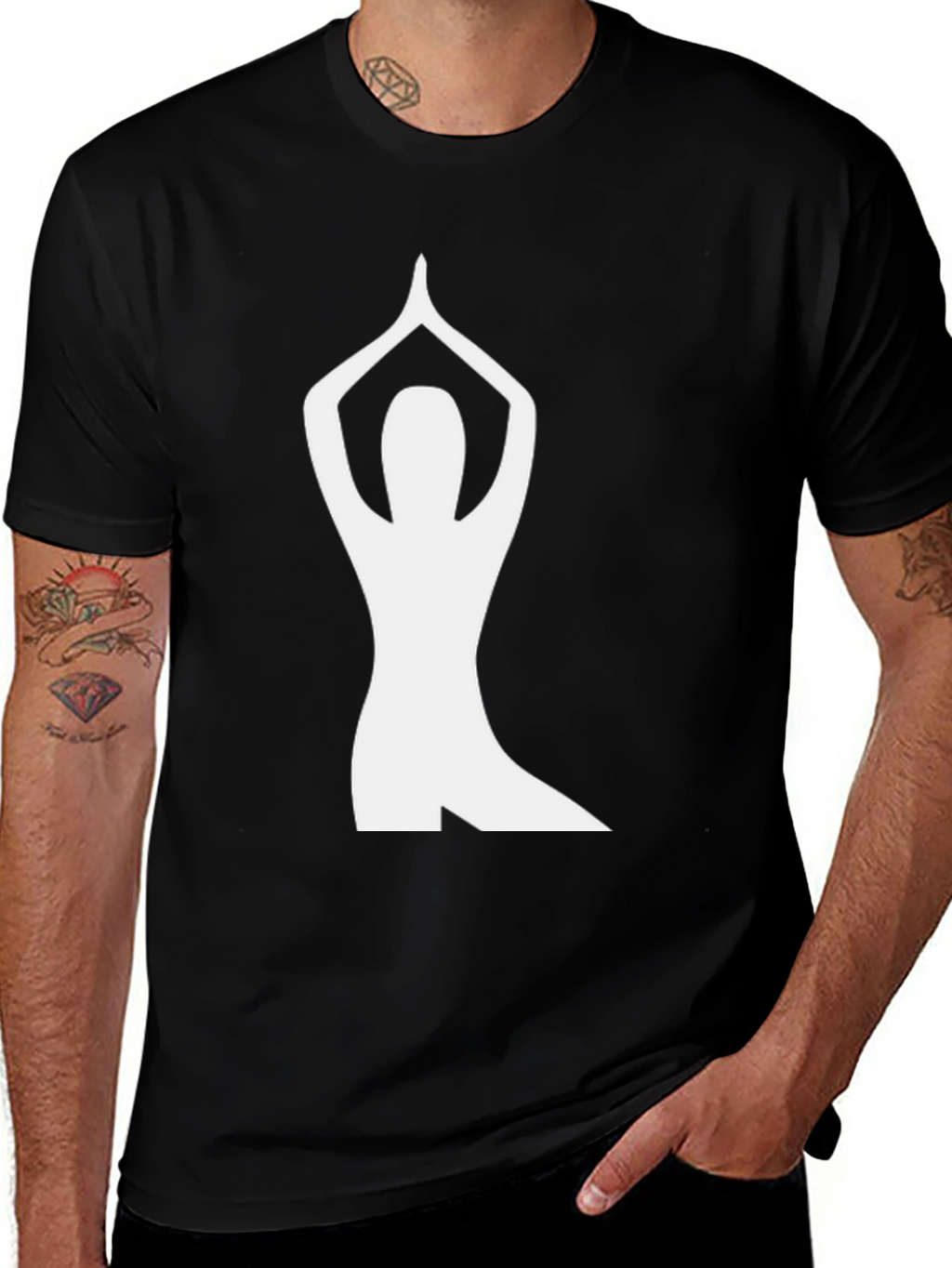 Yoga Pose Graphic Tee - Black Cotton Shirt