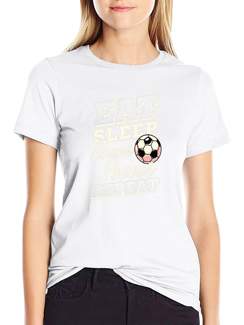 Eat Sleep Coach Soccer Repeat Black T-Shirt