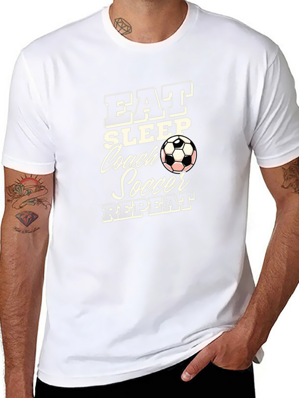 Eat Sleep Coach Soccer Repeat Black T-Shirt