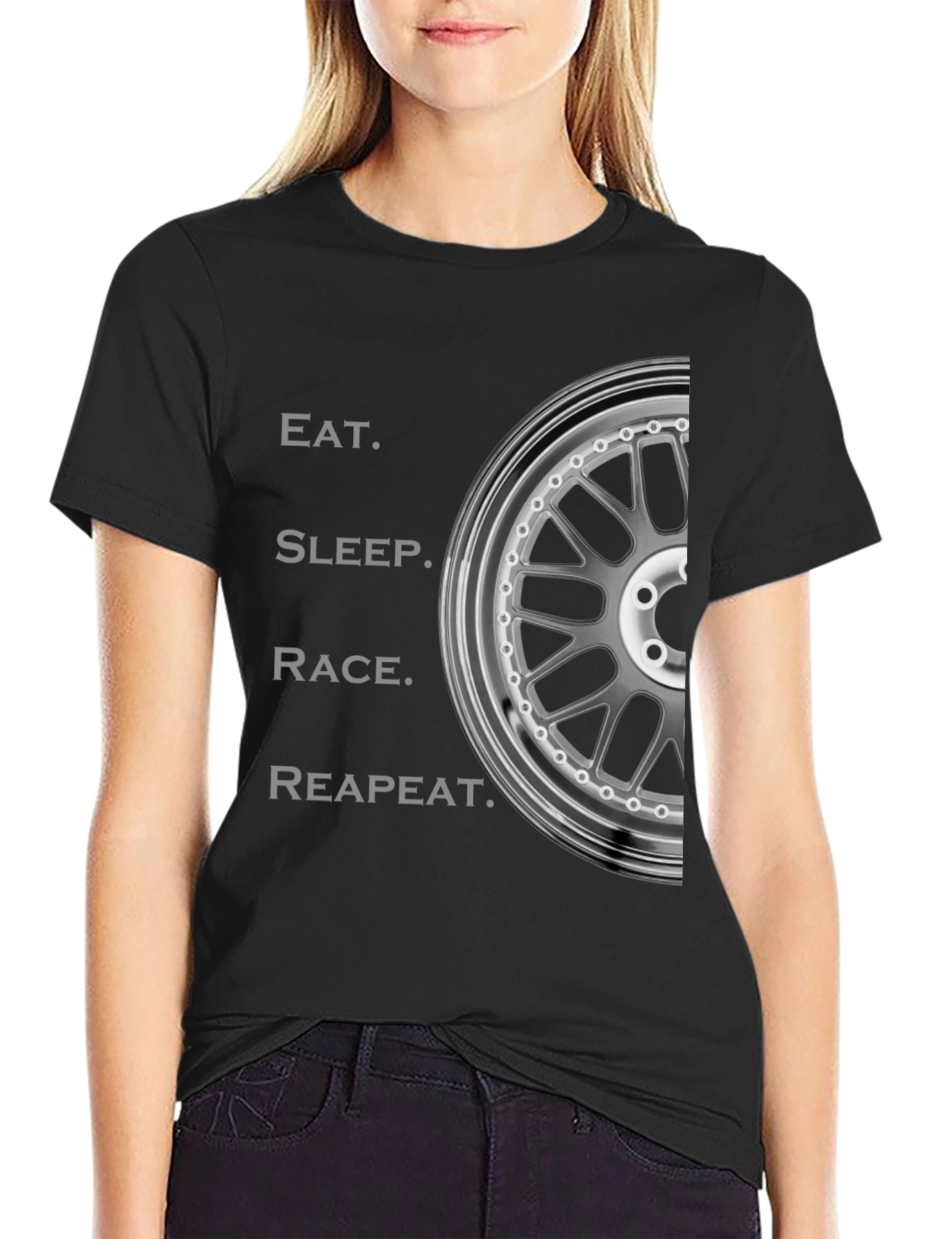 Eat Sleep Race Repeat T-Shirt - Automotive Enthusiast Design