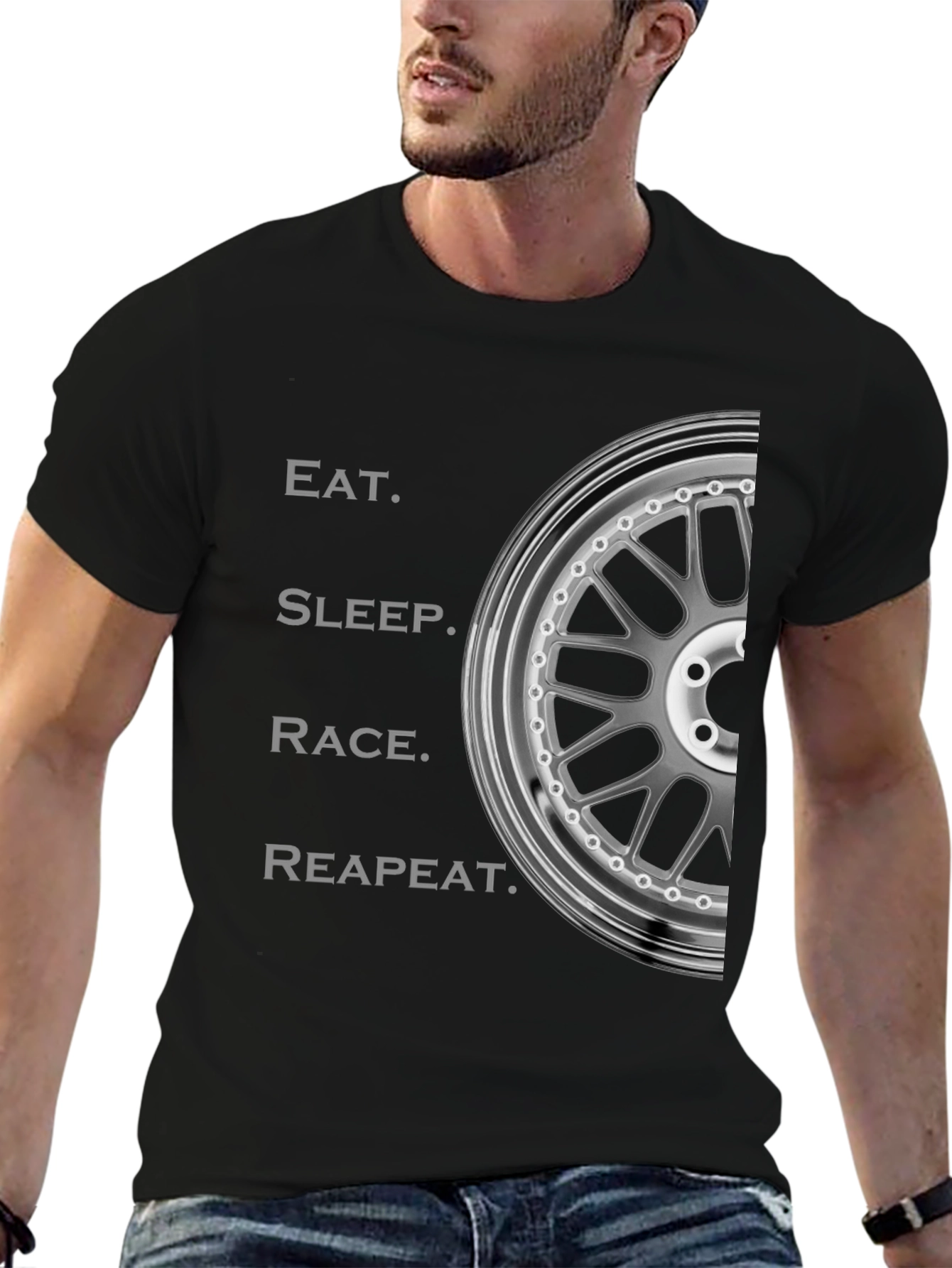 Eat Sleep Race Repeat T-Shirt - Automotive Enthusiast Design