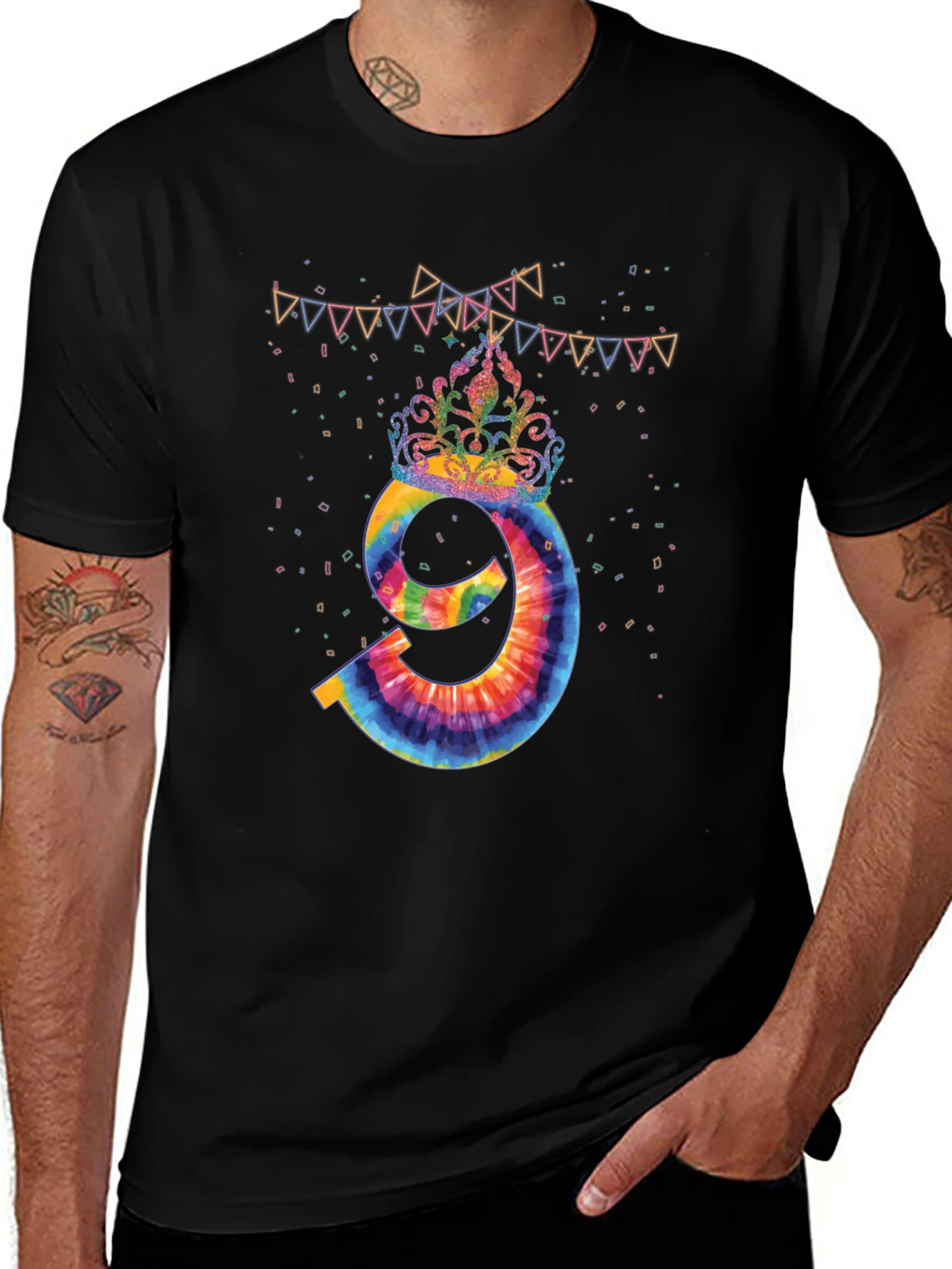 Tie Dye Number 9 Birthday T-Shirt