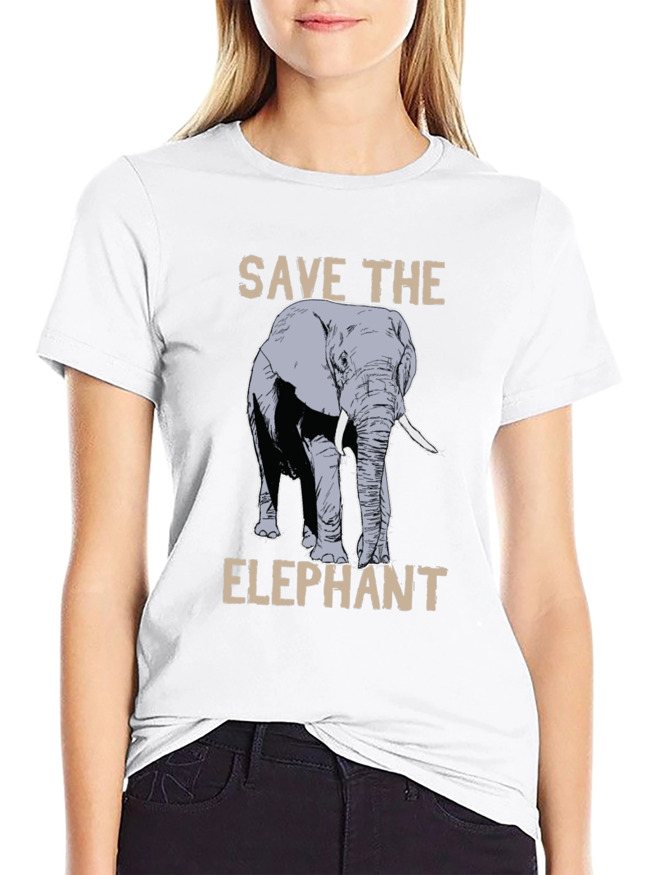 Save the Elephant Graphic Tee - Black Cotton T-Shirt