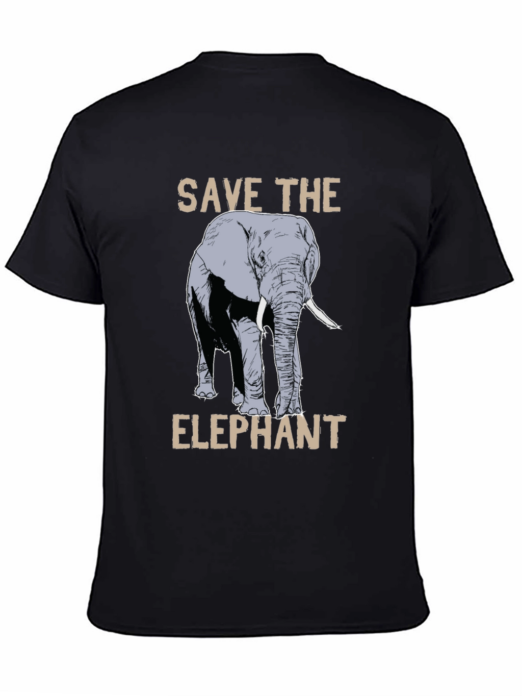 Save the Elephant Graphic Tee - Black Cotton T-Shirt
