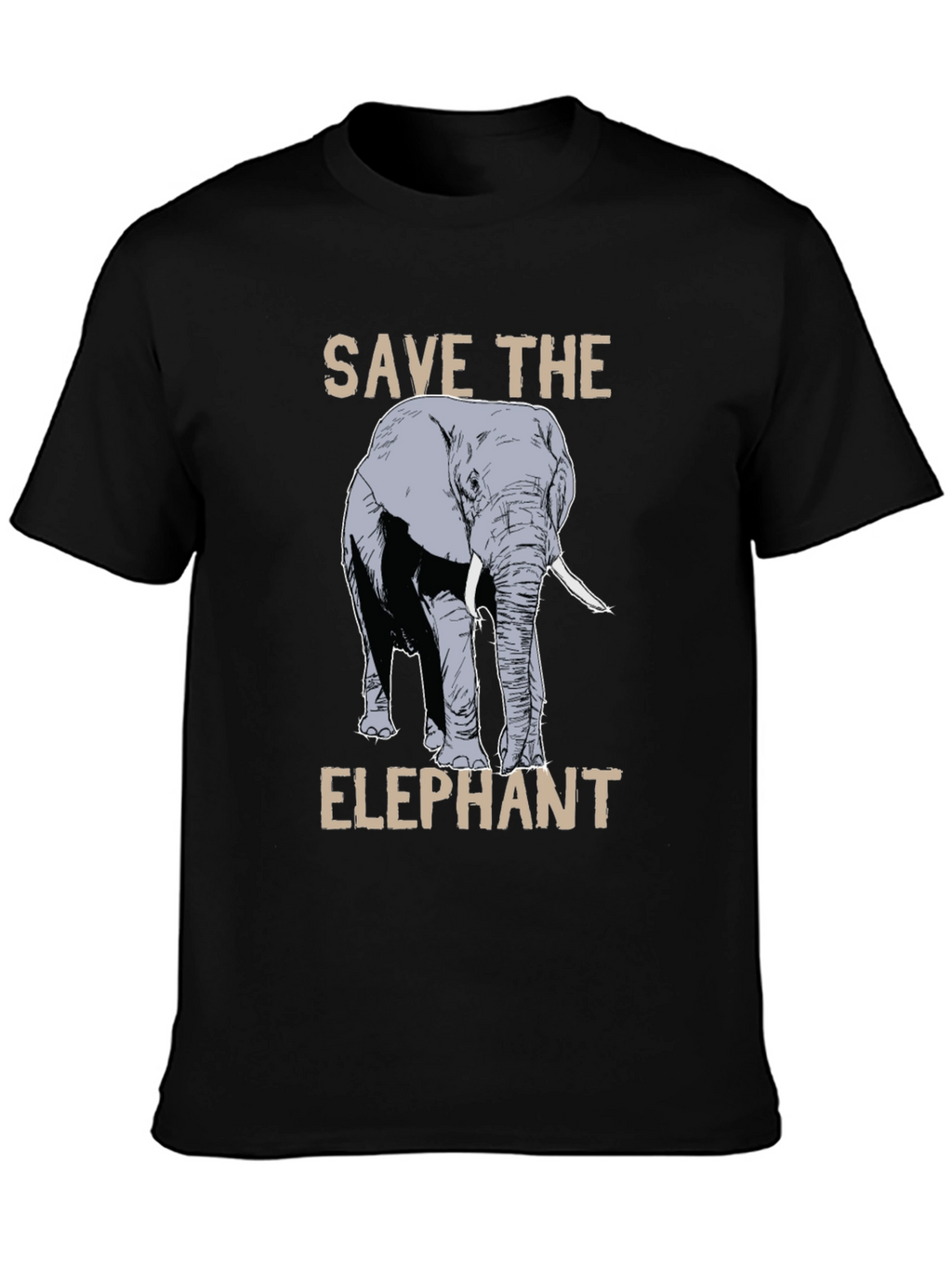 Save the Elephant Graphic Tee - Black Cotton T-Shirt