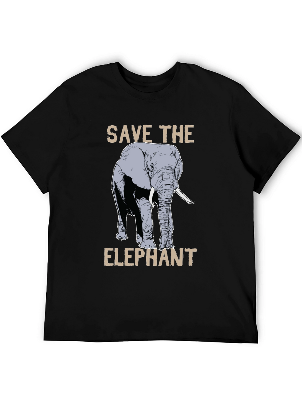 Save the Elephant Graphic Tee - Black Cotton T-Shirt