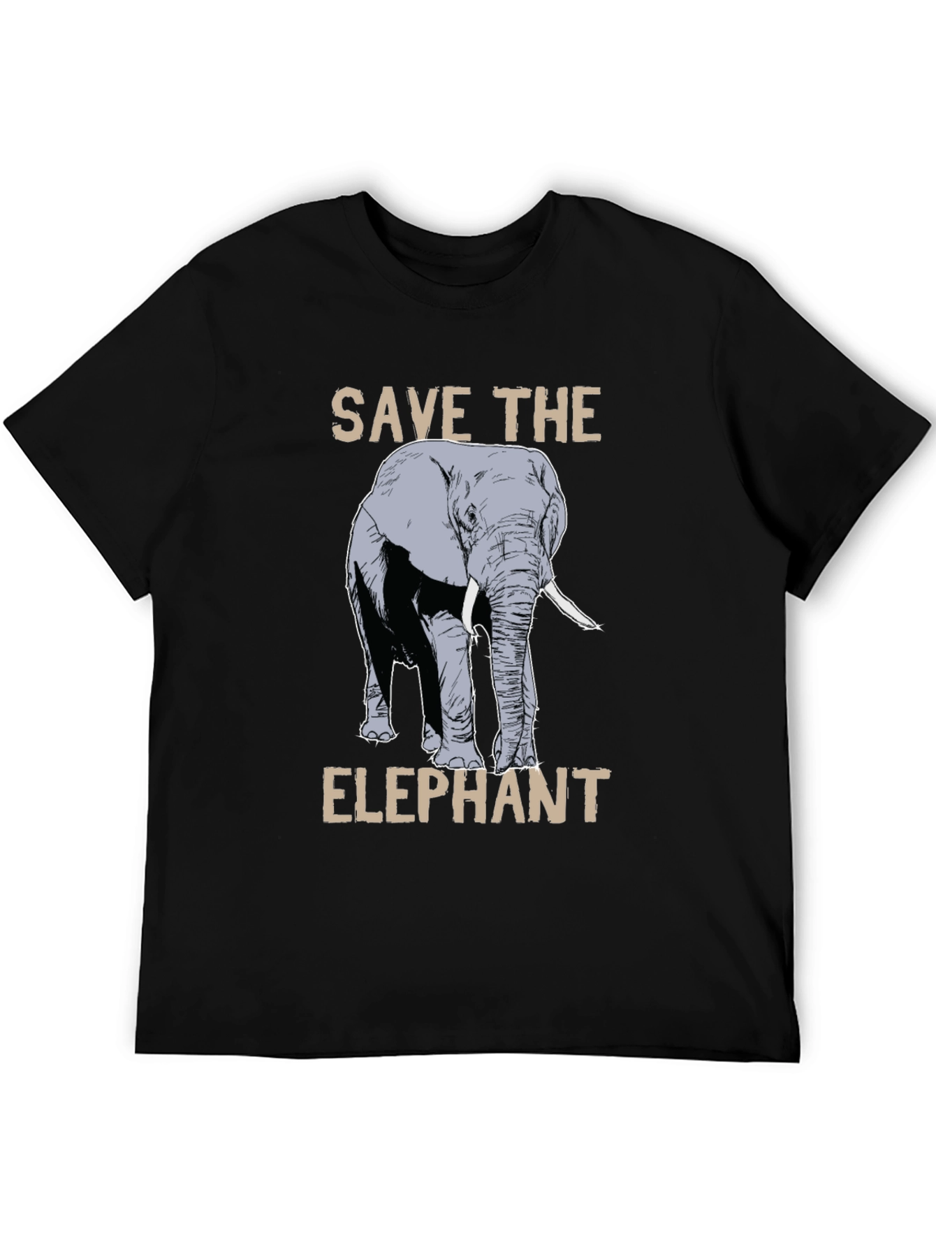 Save the Elephant Graphic Tee - Black Cotton T-Shirt