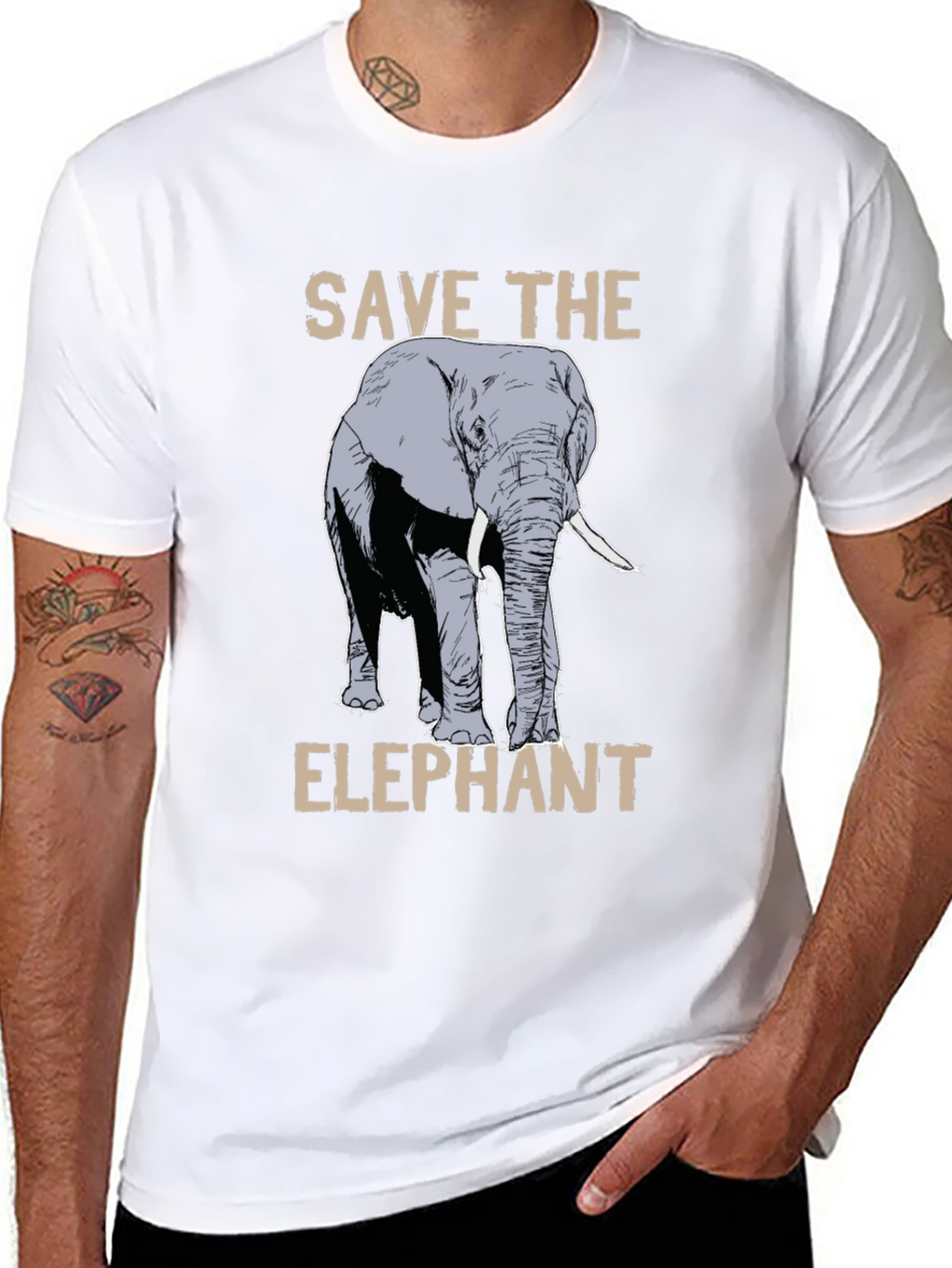 Save the Elephant Graphic Tee - Black Cotton T-Shirt
