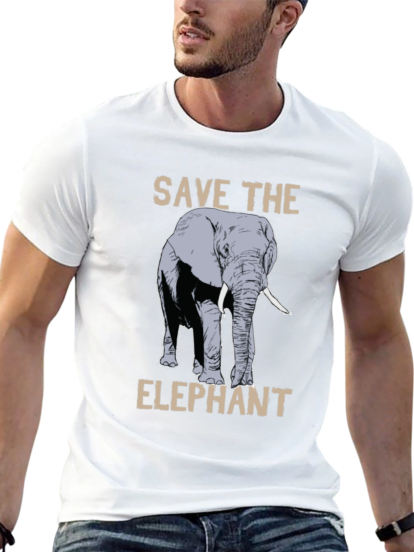 Save the Elephant Graphic Tee - Black Cotton T-Shirt