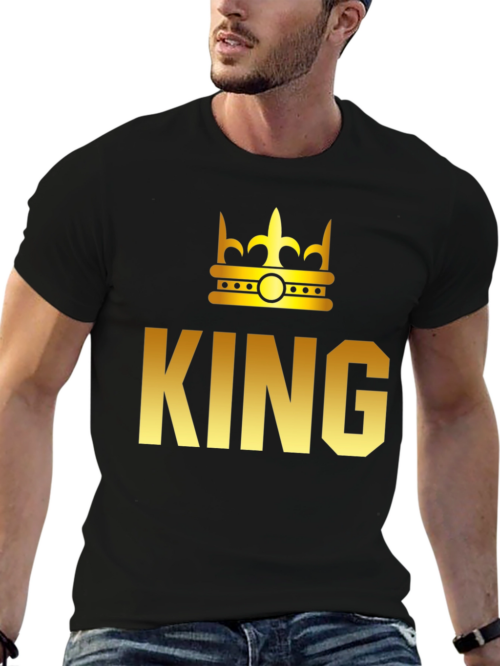 King Graphic T-Shirt - Gold Crown Print