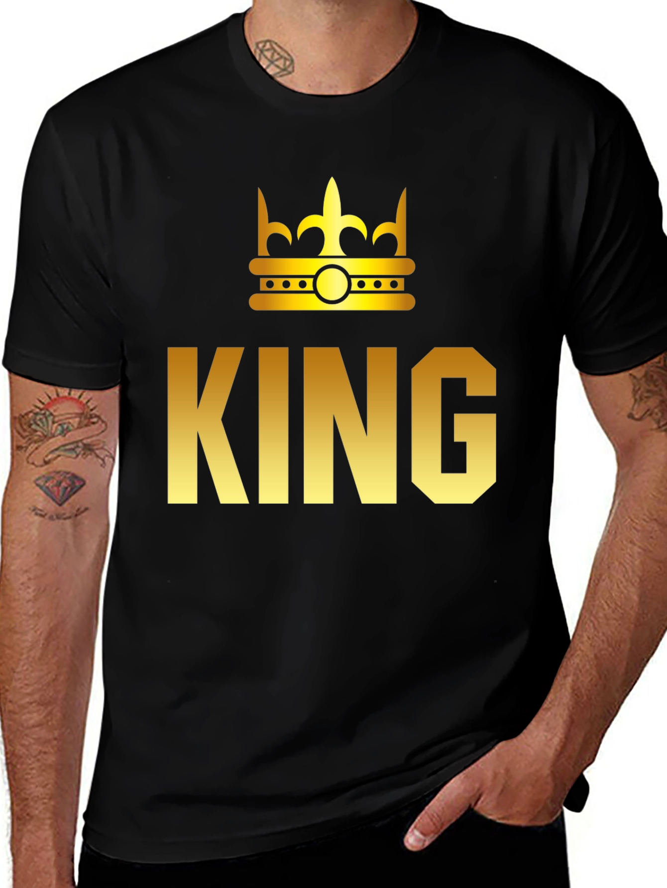 King Graphic T-Shirt - Gold Crown Print