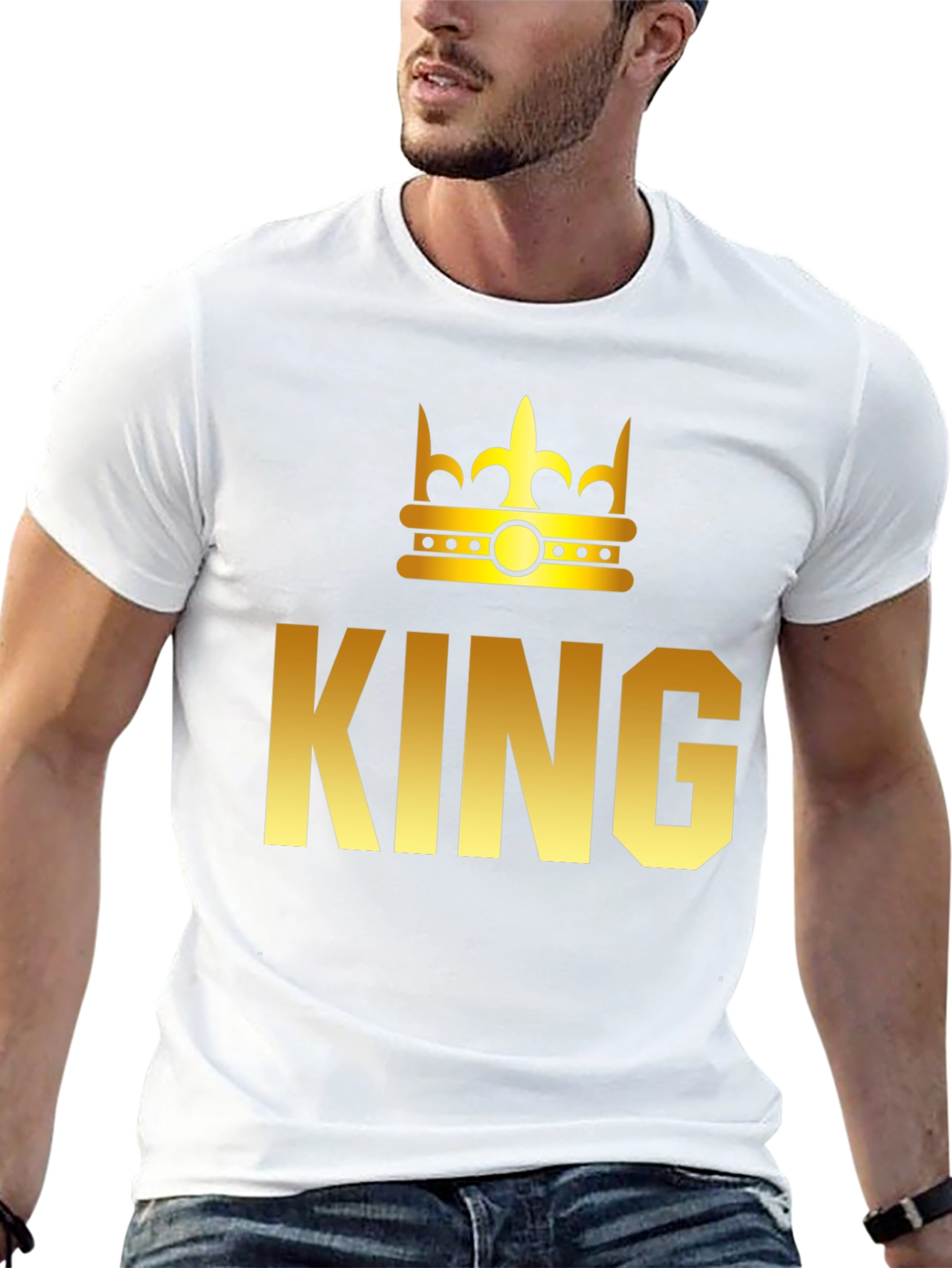 King Graphic T-Shirt - Gold Crown Print