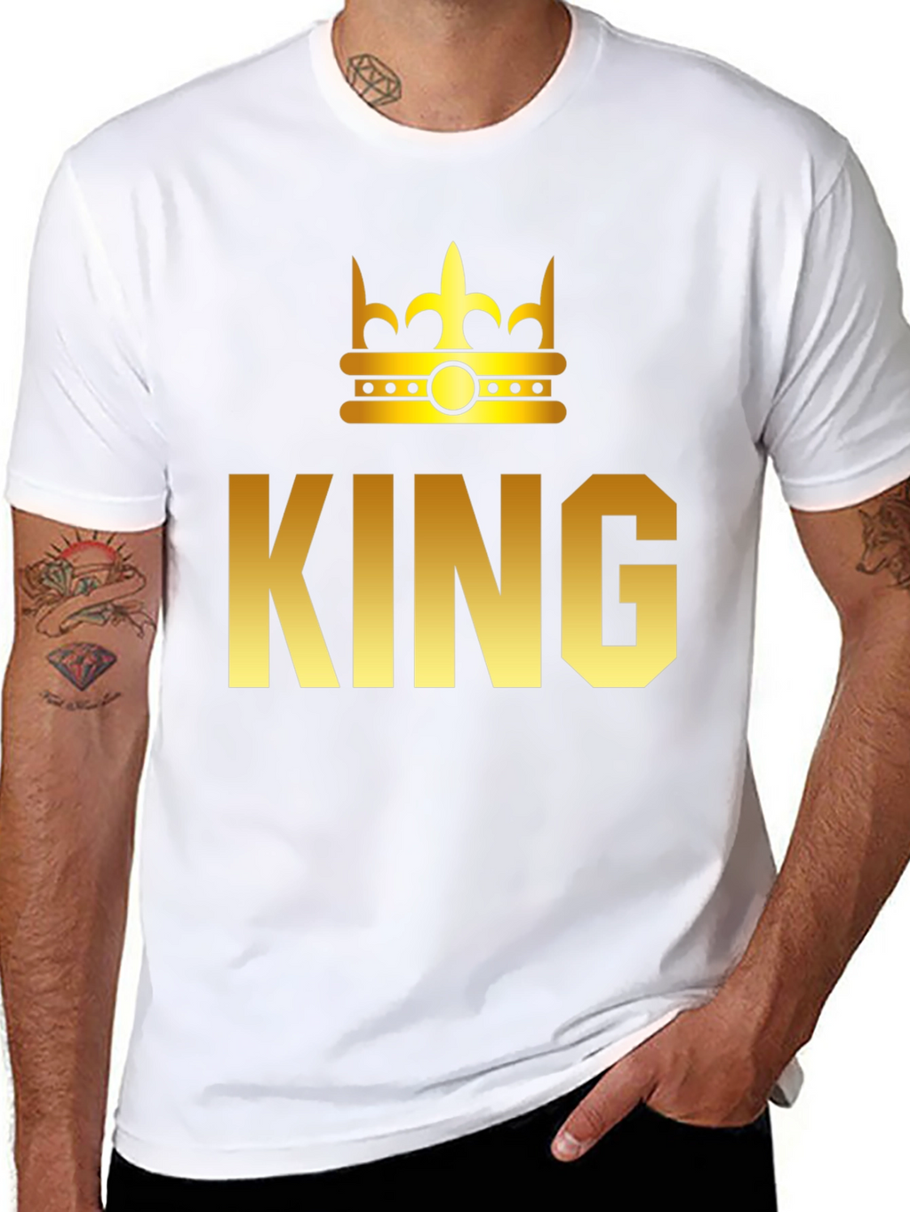 King Graphic T-Shirt - Gold Crown Print