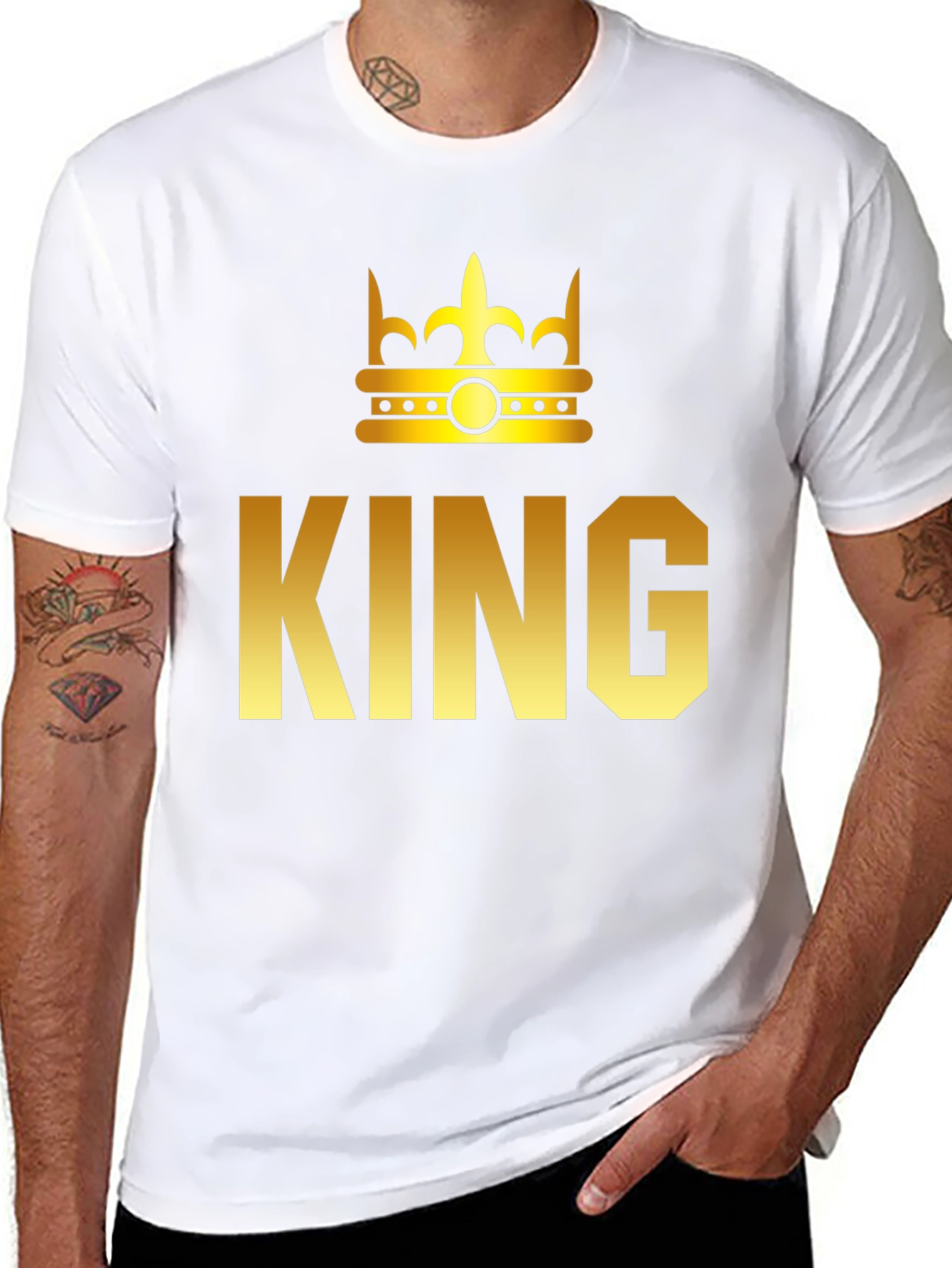 King Graphic T-Shirt - Gold Crown Print