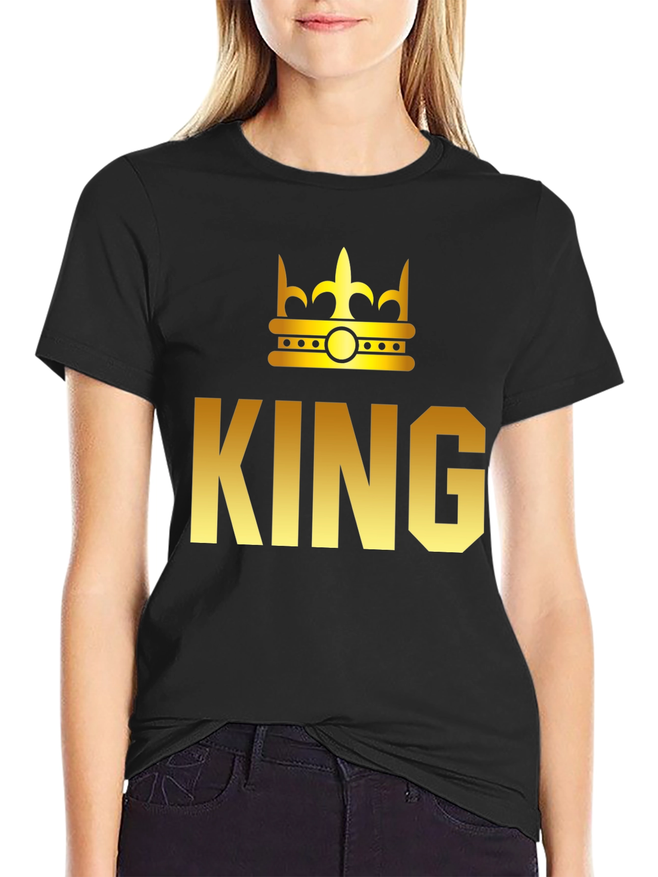 King Graphic T-Shirt - Gold Crown Print