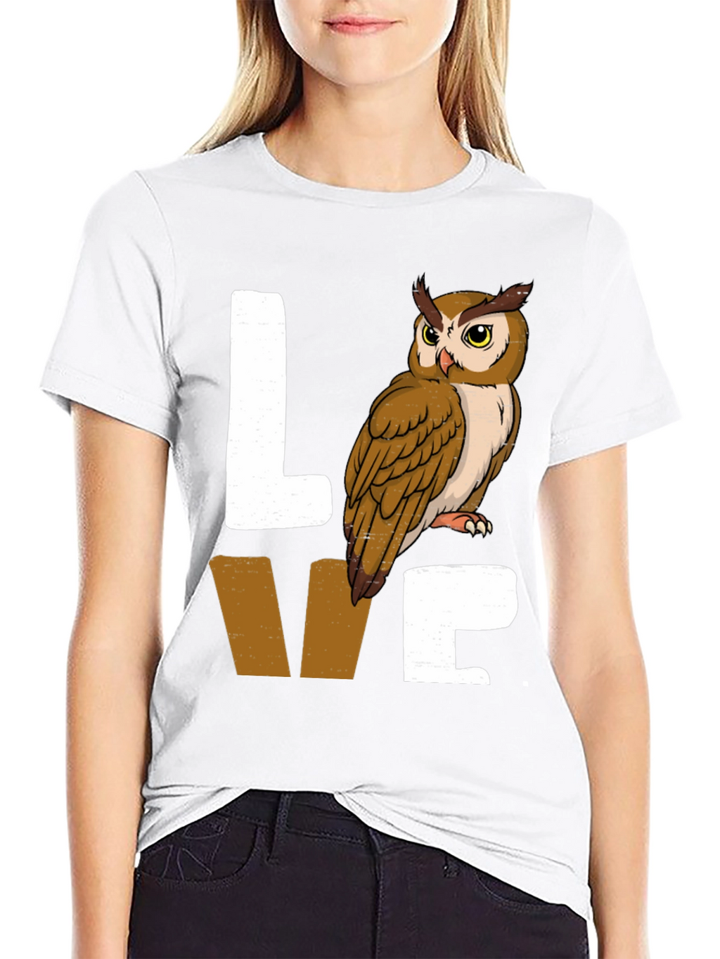 Owl Lover Graphic Tee - Black Cotton Blend