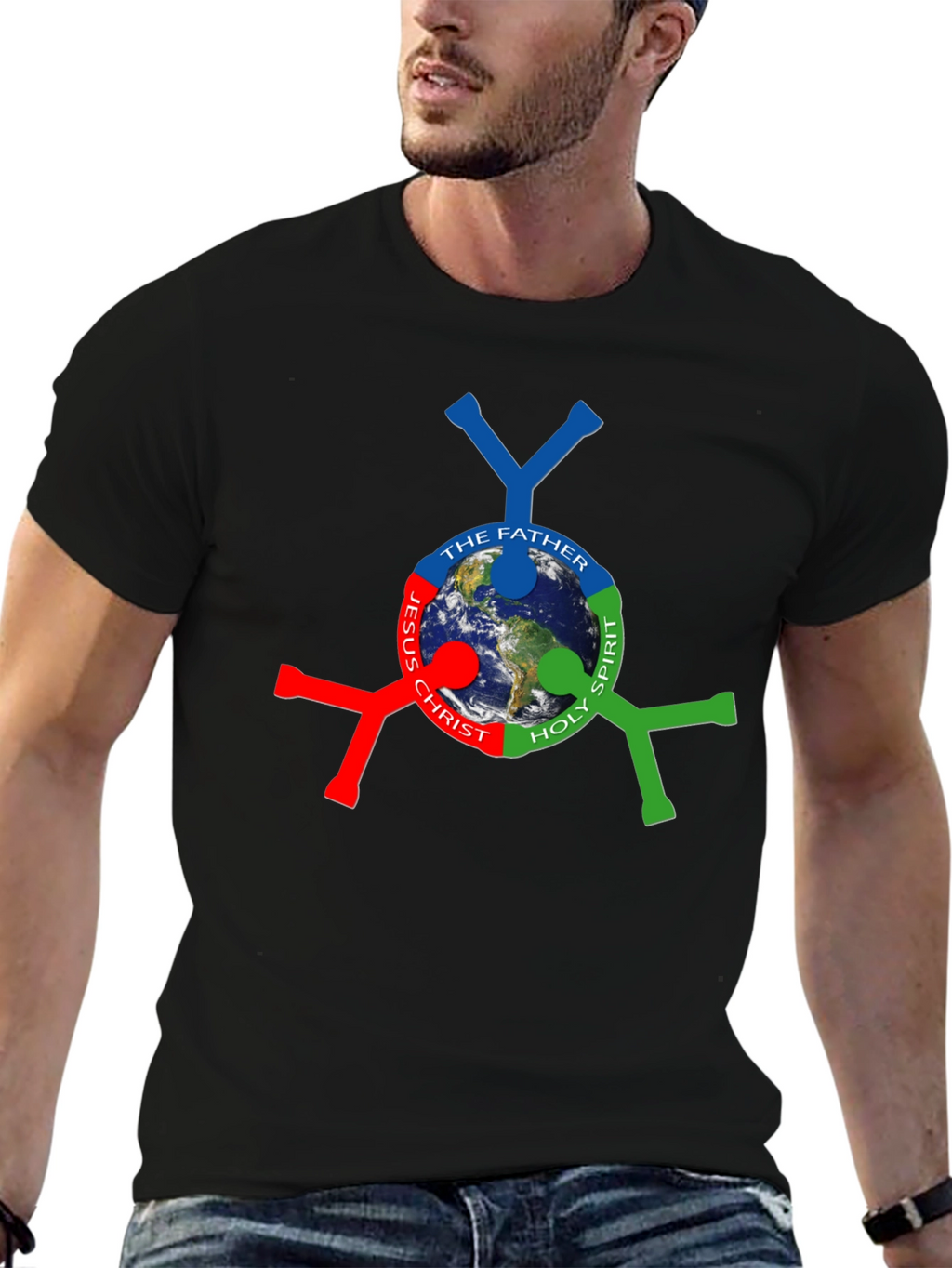 Trinity Earth Graphic Tee - Black Cotton Blend