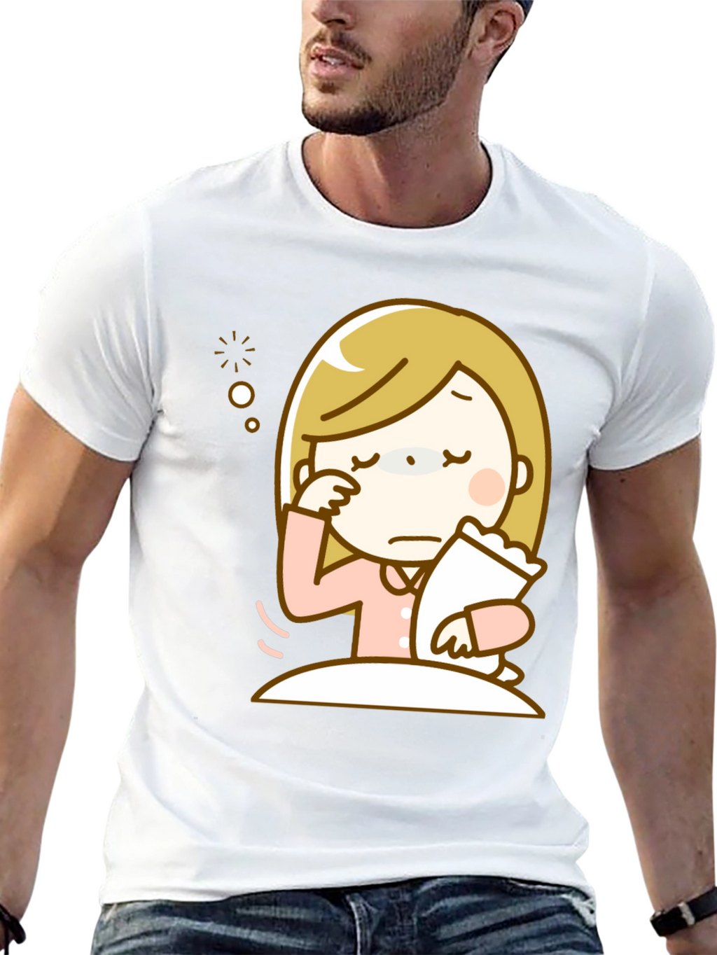 Emotional Cartoon Graphic T-Shirt