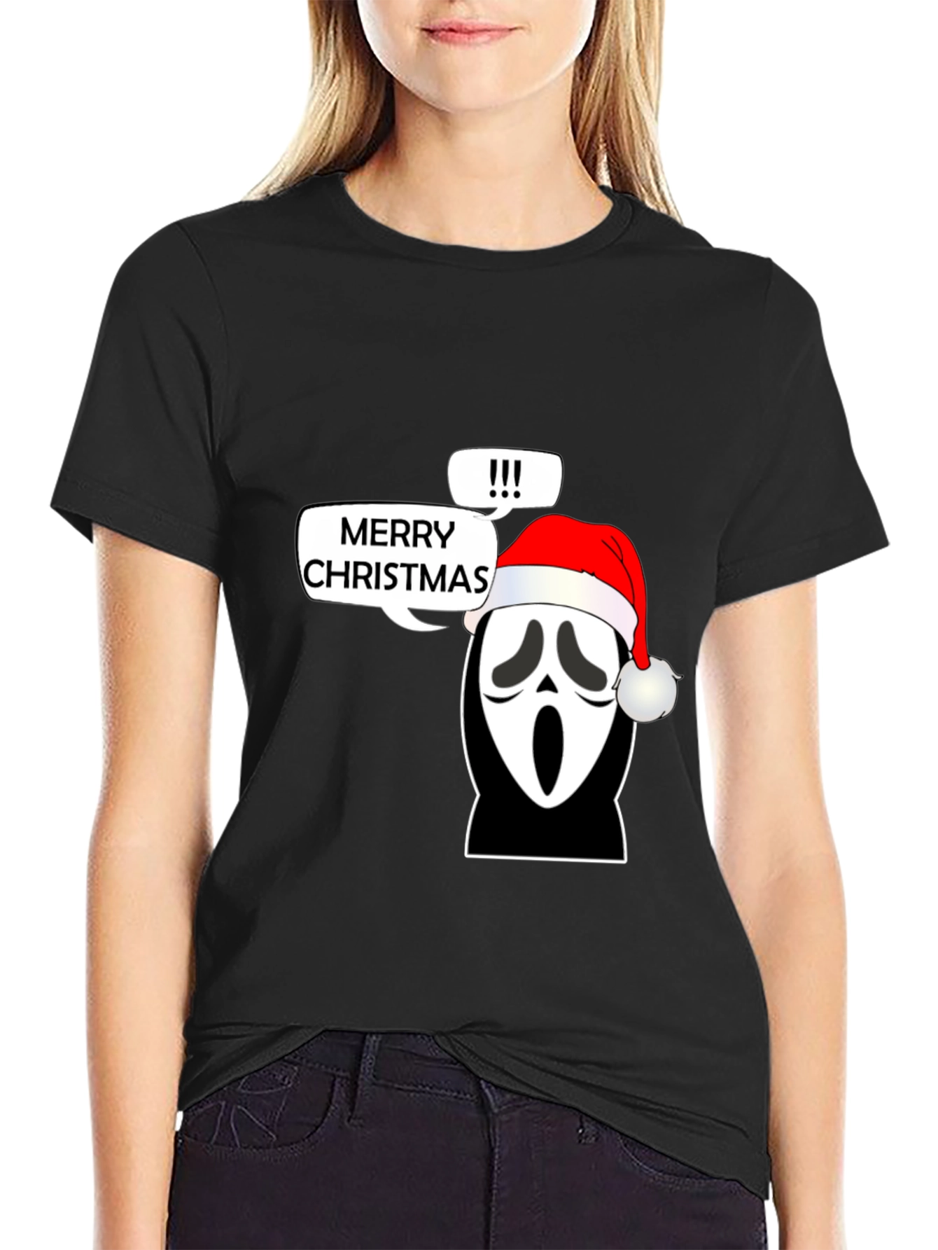 Ghost Face Merry Christmas Graphic T-Shirt