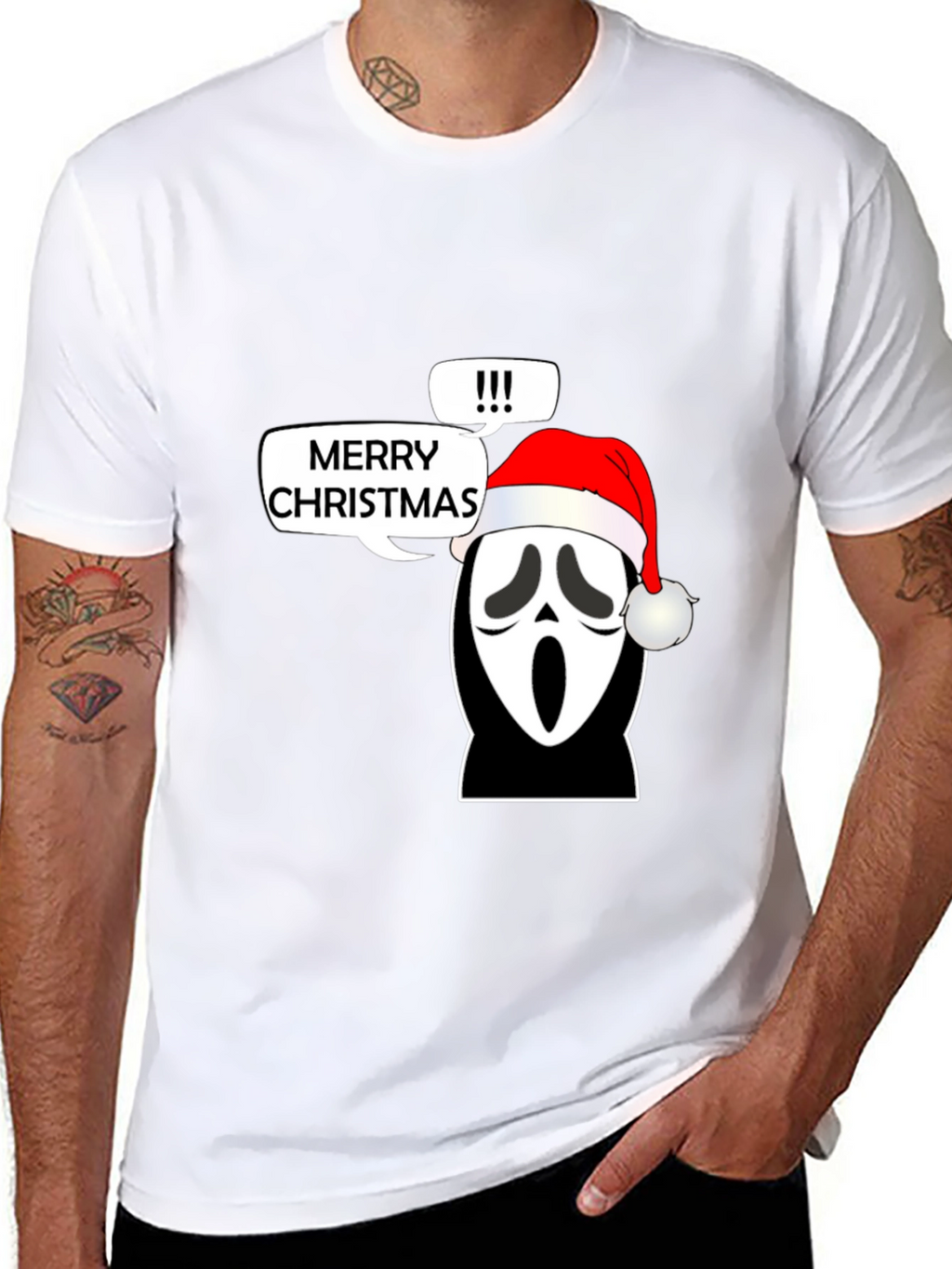 Ghost Face Merry Christmas Graphic T-Shirt