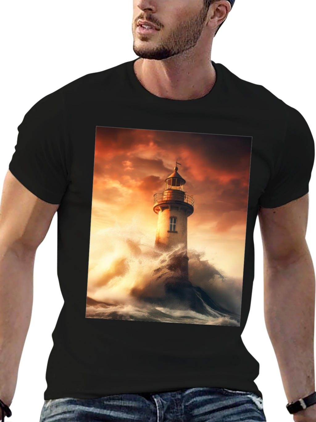 Lighthouse Storm Graphic Tee