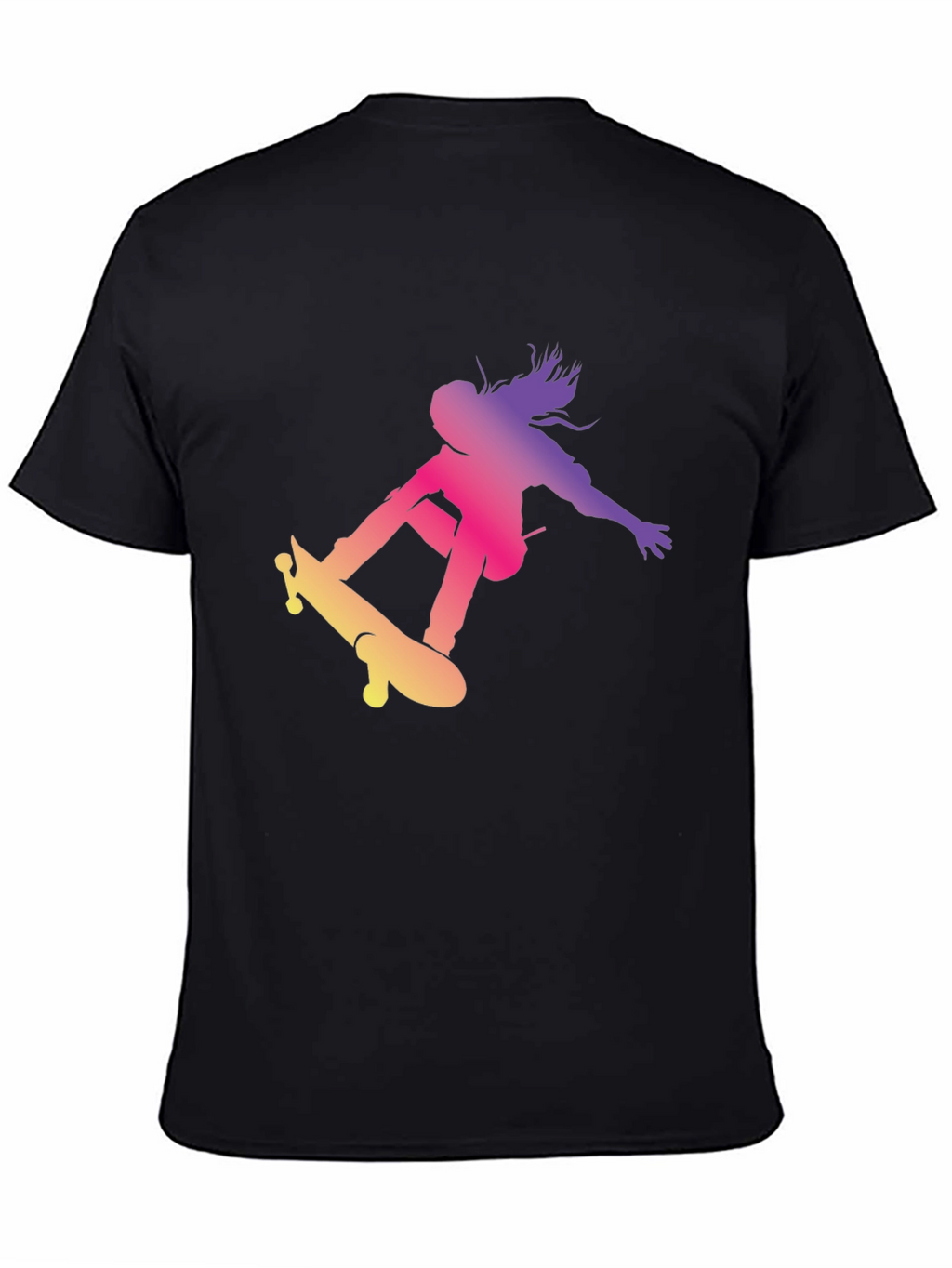 Skateboarder Graphic Black T-Shirt Cool Casual Top