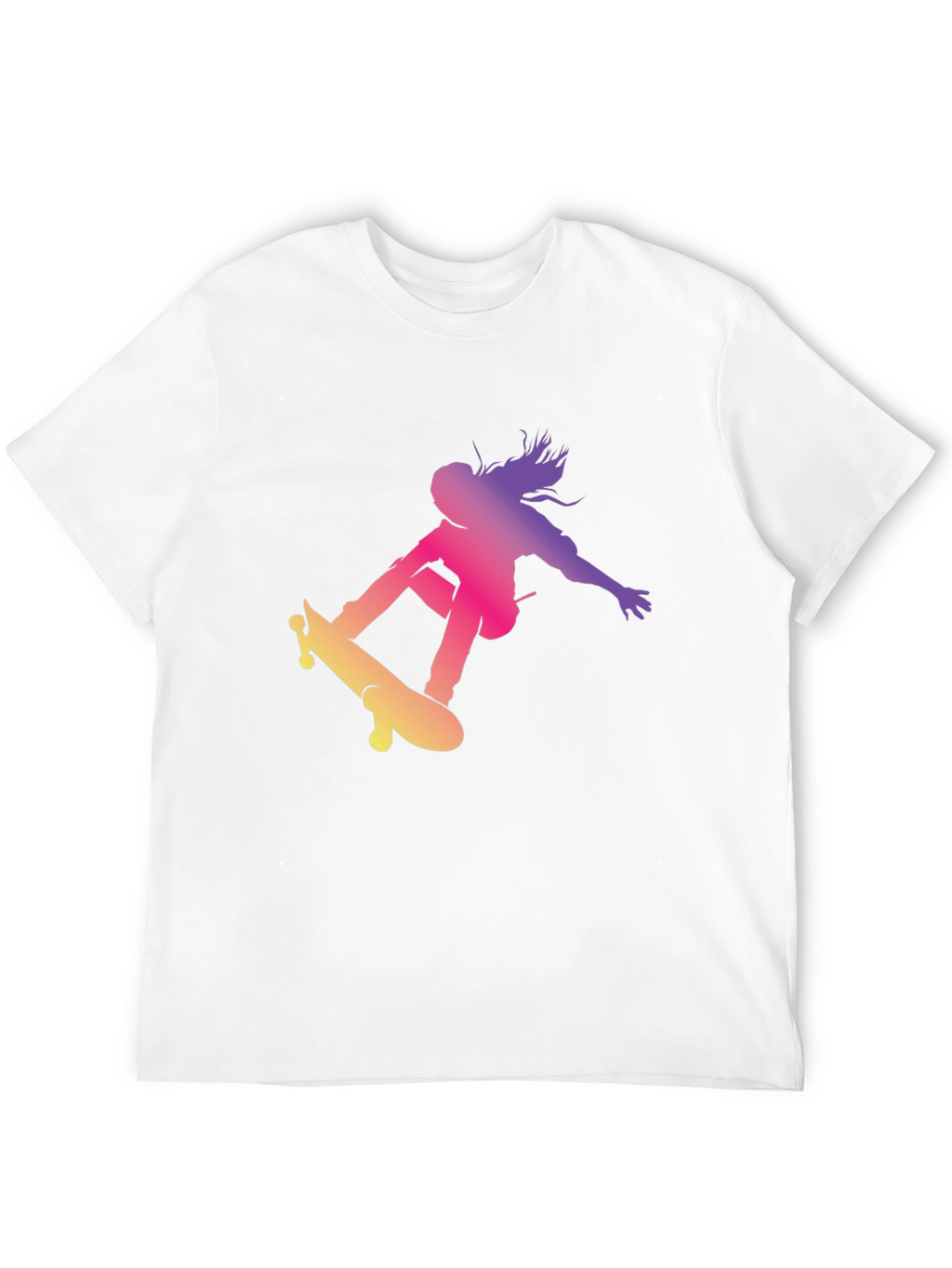 Skateboarder Graphic Black T-Shirt Cool Casual Top